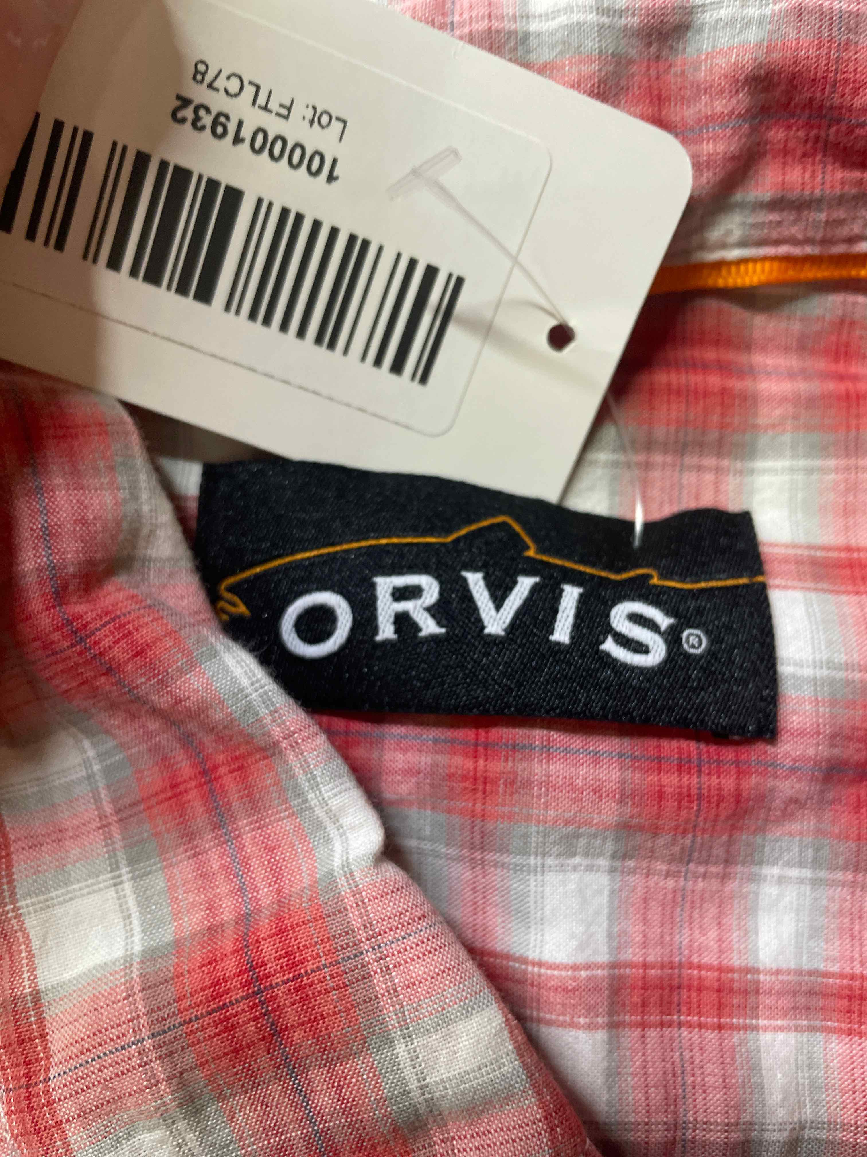 Orvis Red Plaid Cotton Blend button up shirt size medum
