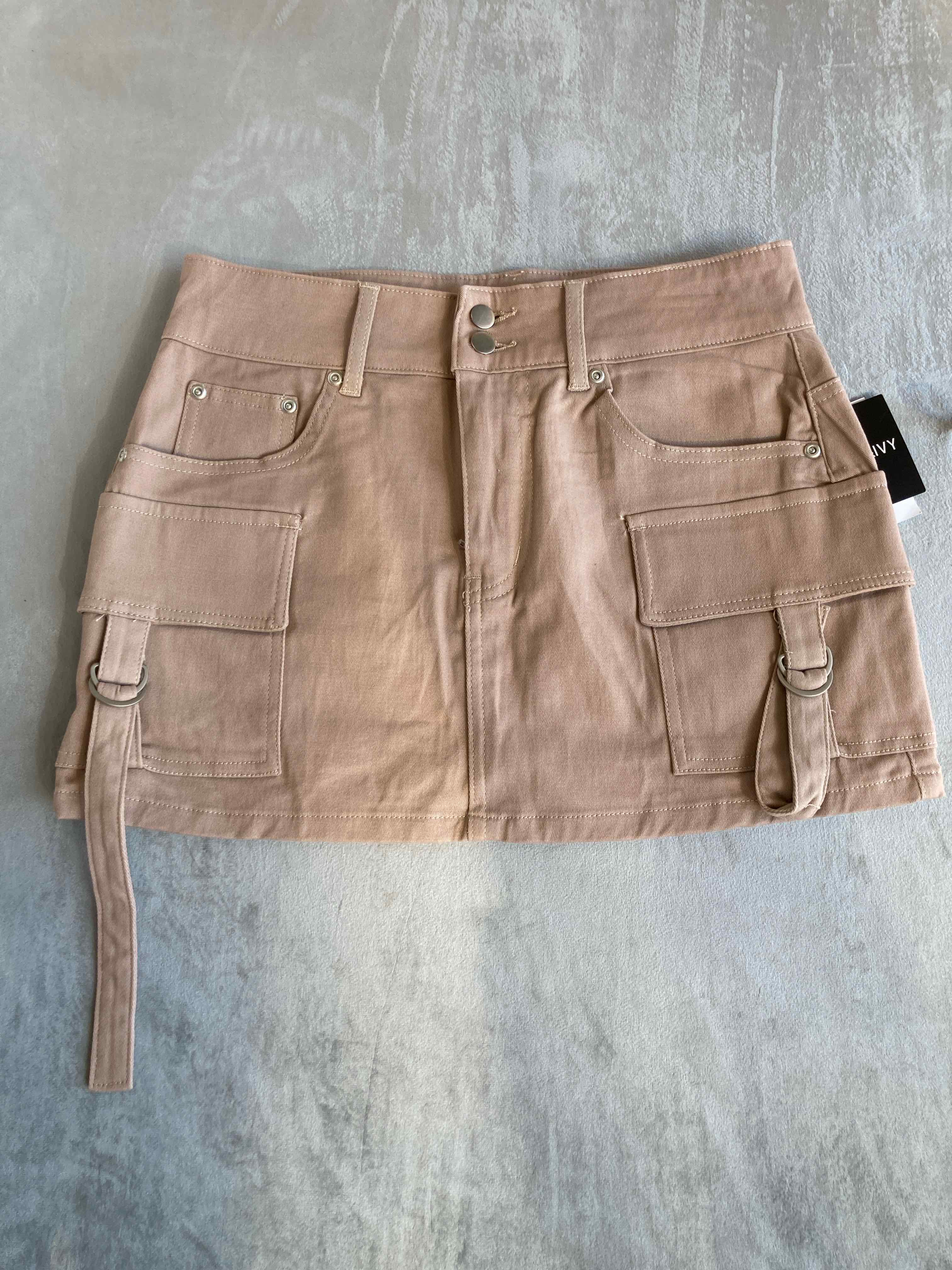 Harper & Ivy Tan Cotton Cargo Mini Skirt (Size S) NWT