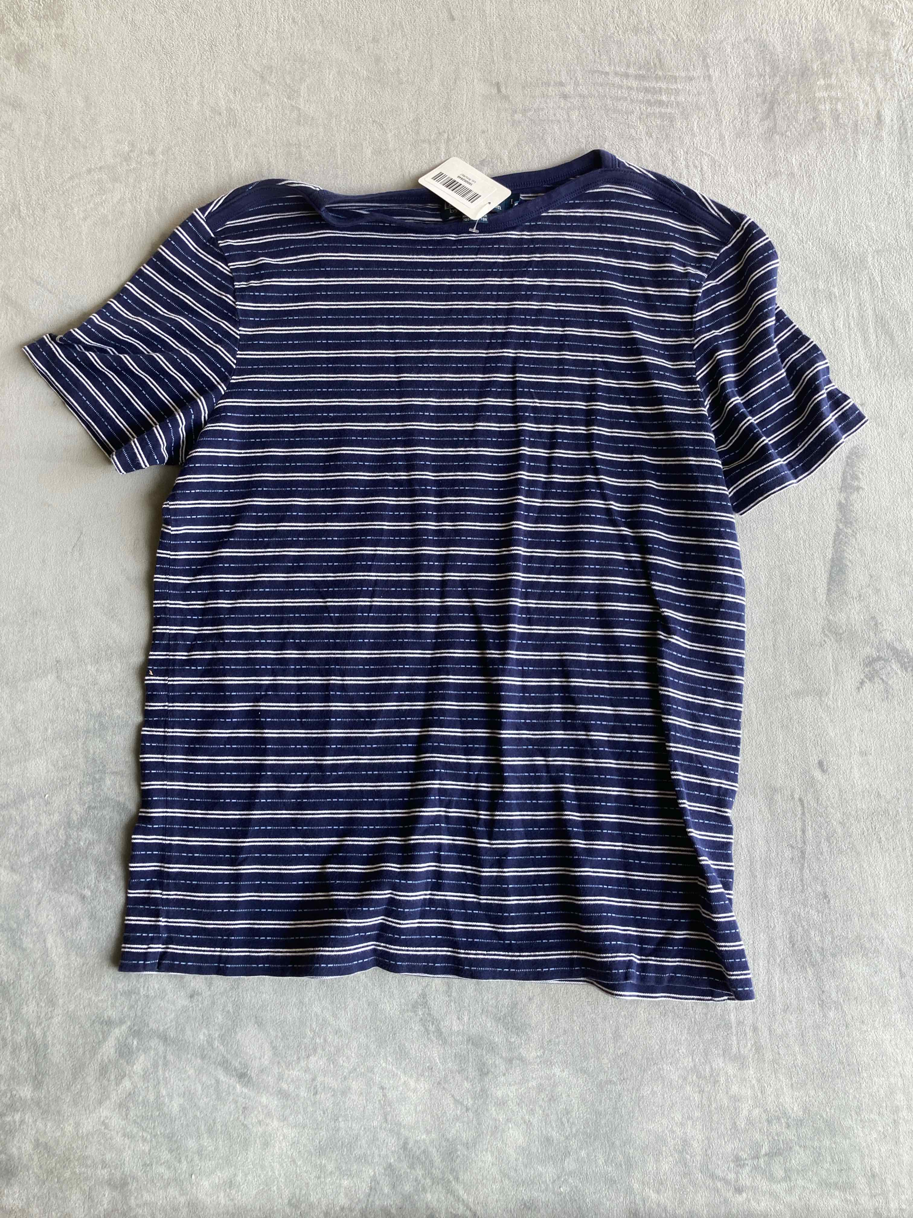 Polo Navy Striped Cotton T-Shirt Large
