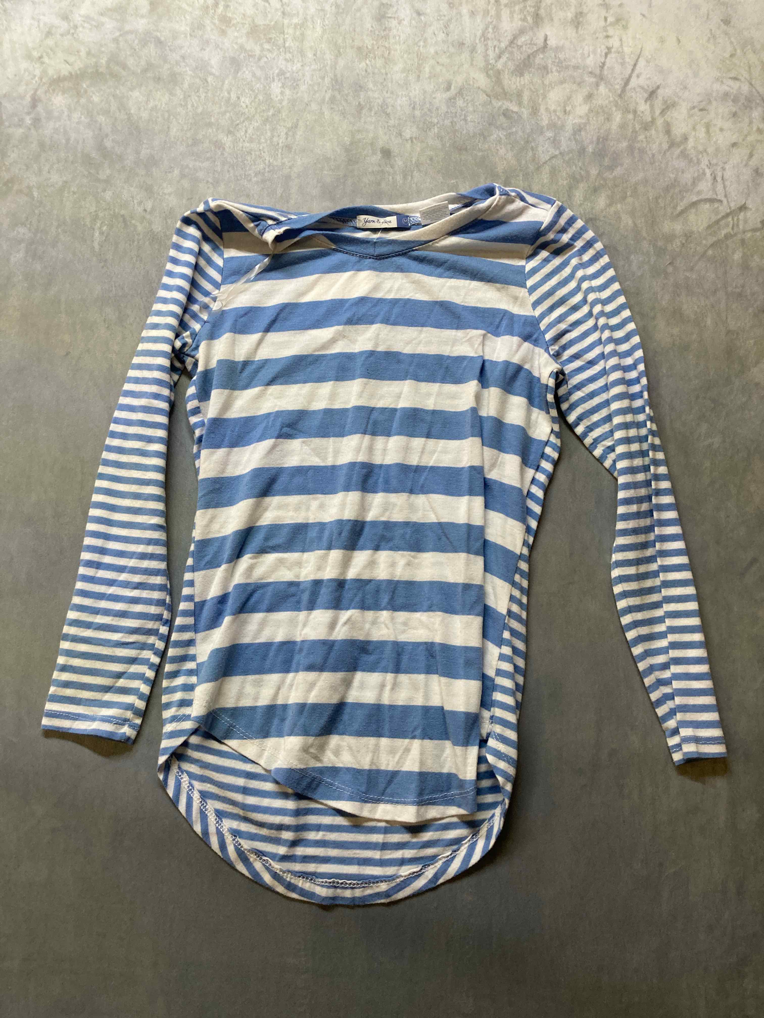 Yarn & Sea blue and white striped LS shirt size medium