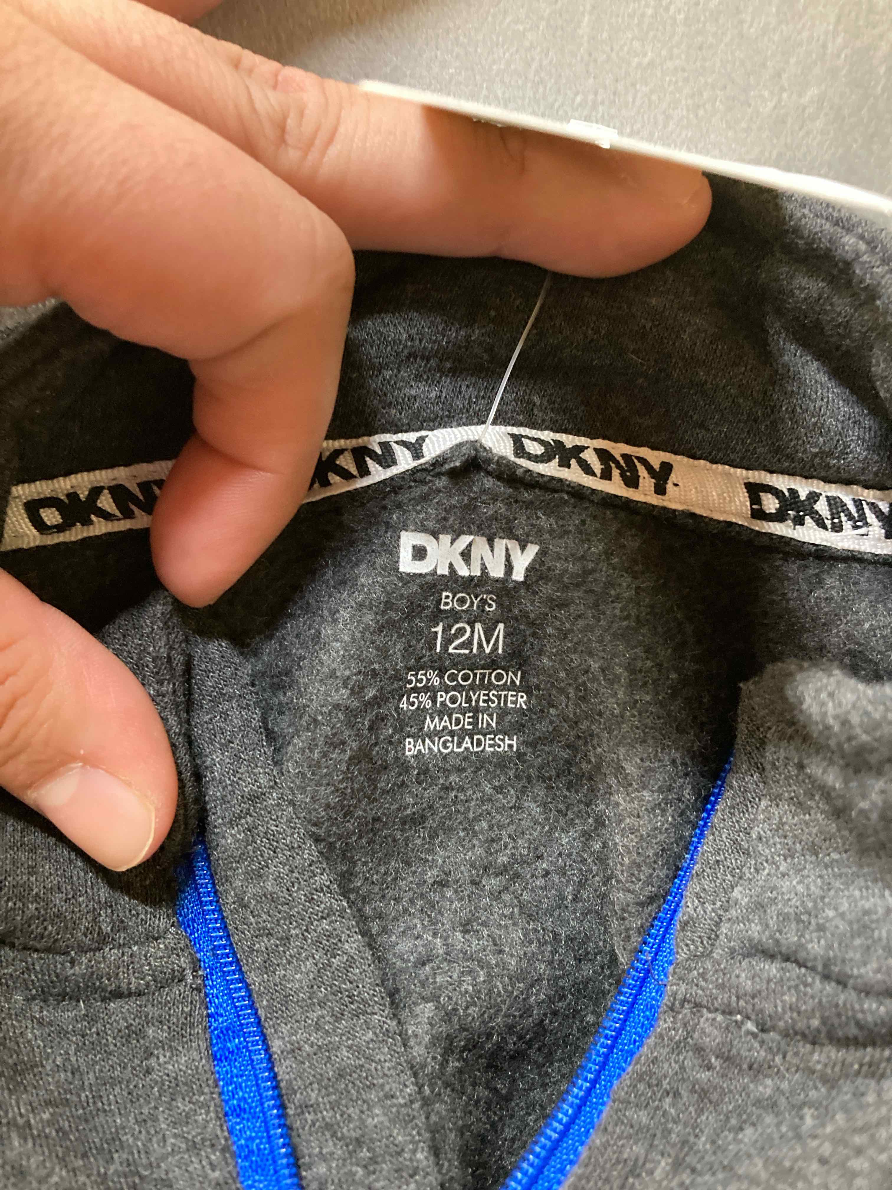 DKNY Grey Cotton Blend quarter zip pullover size 12M