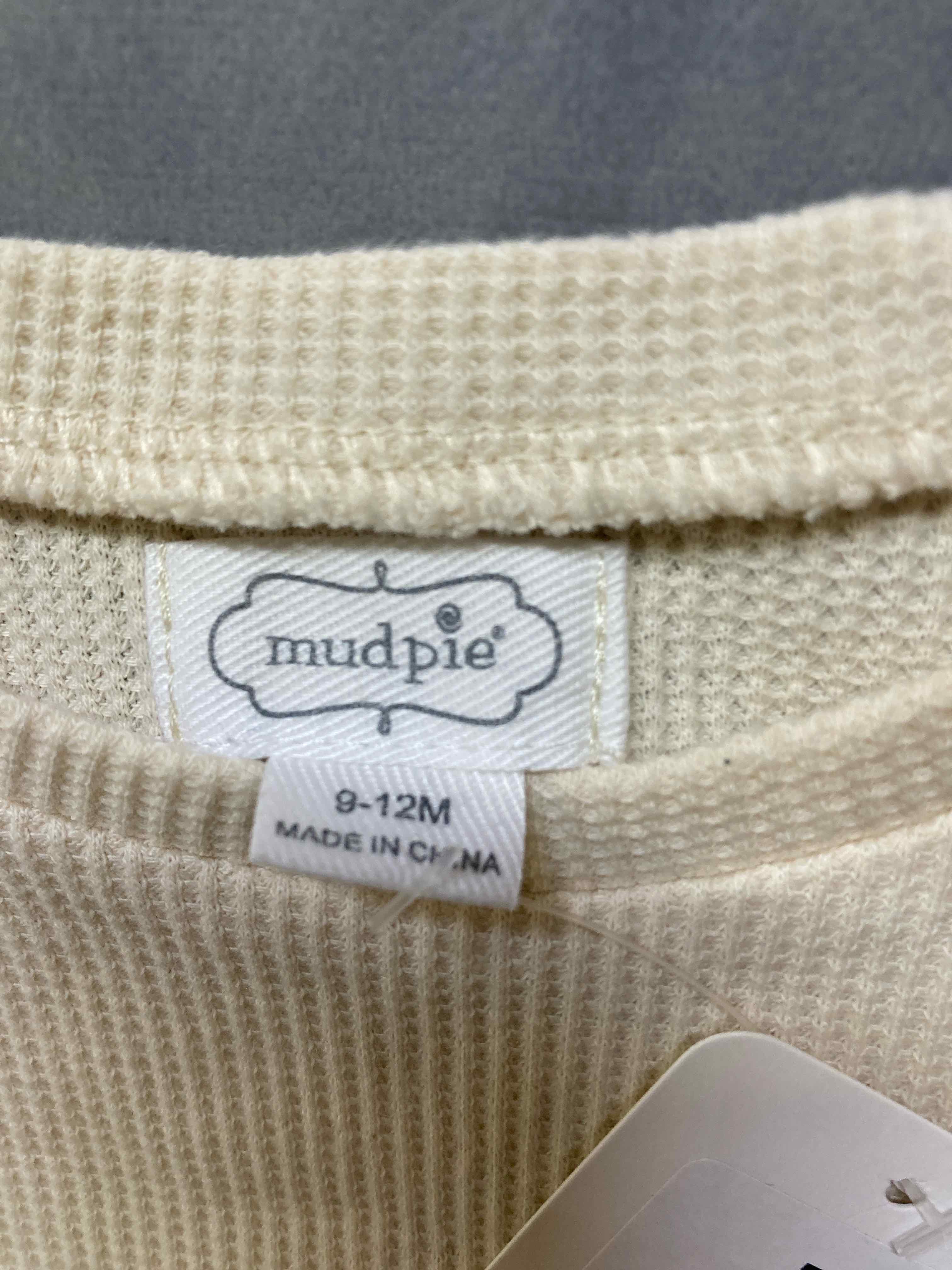Mud Pie beige waffle knit shirt size 9-12M