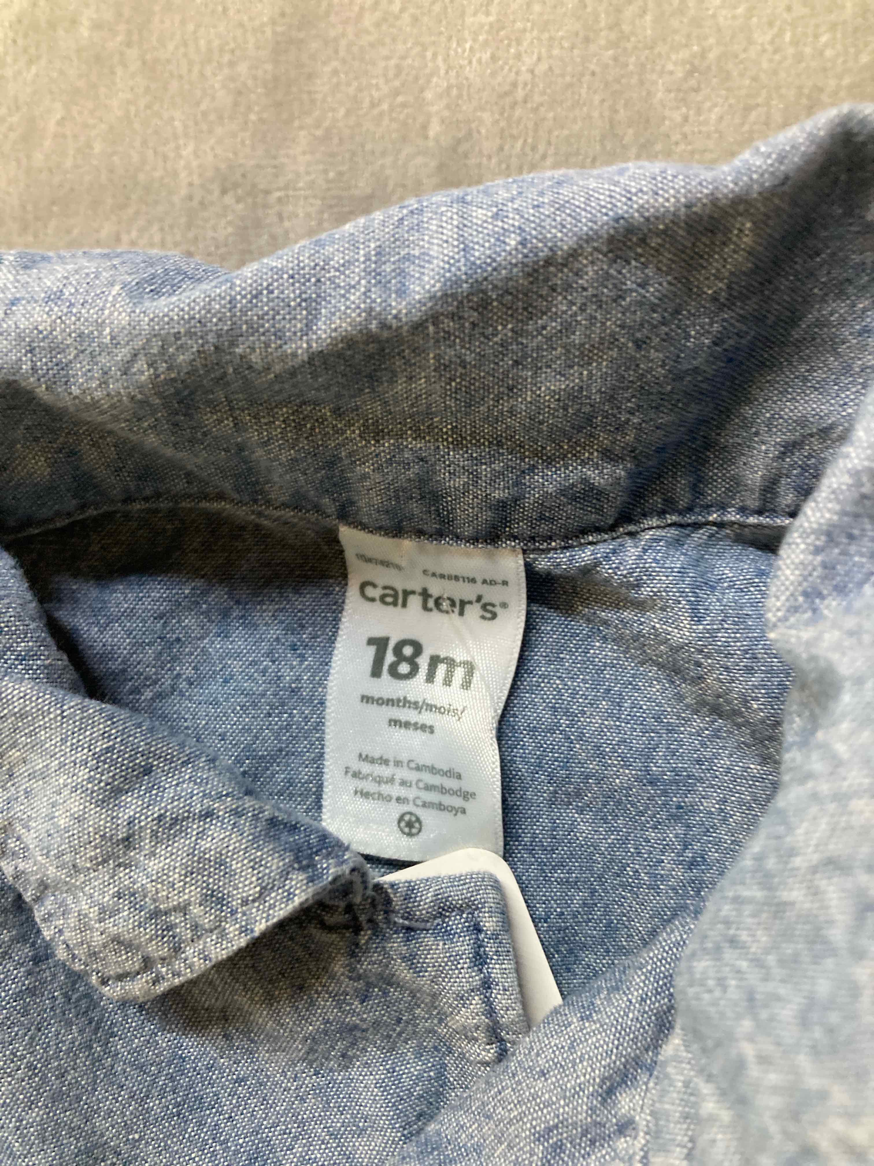 Carter's Blue Chambray Short Sleeve Shirt 18 Months