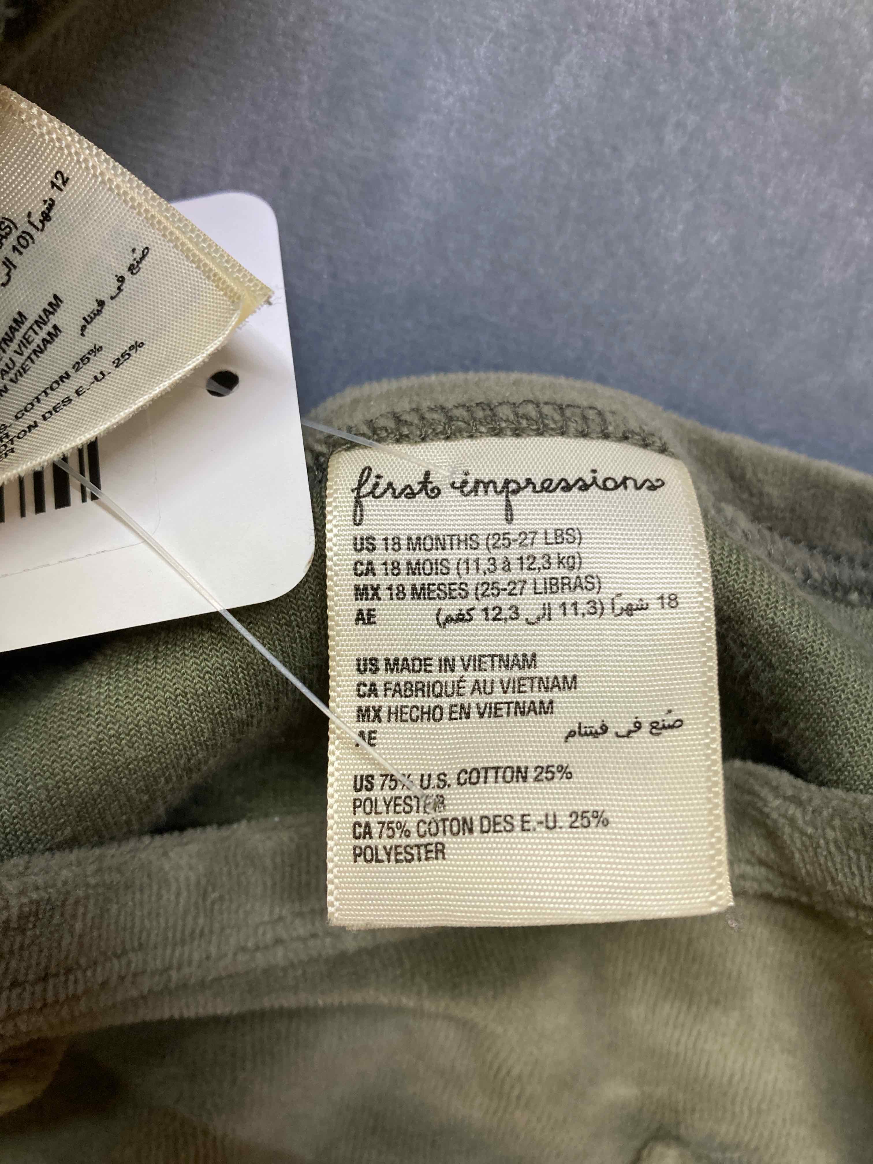 First Impressions Green Cotton Polyester Blend Long Sleeve pull over size 18M