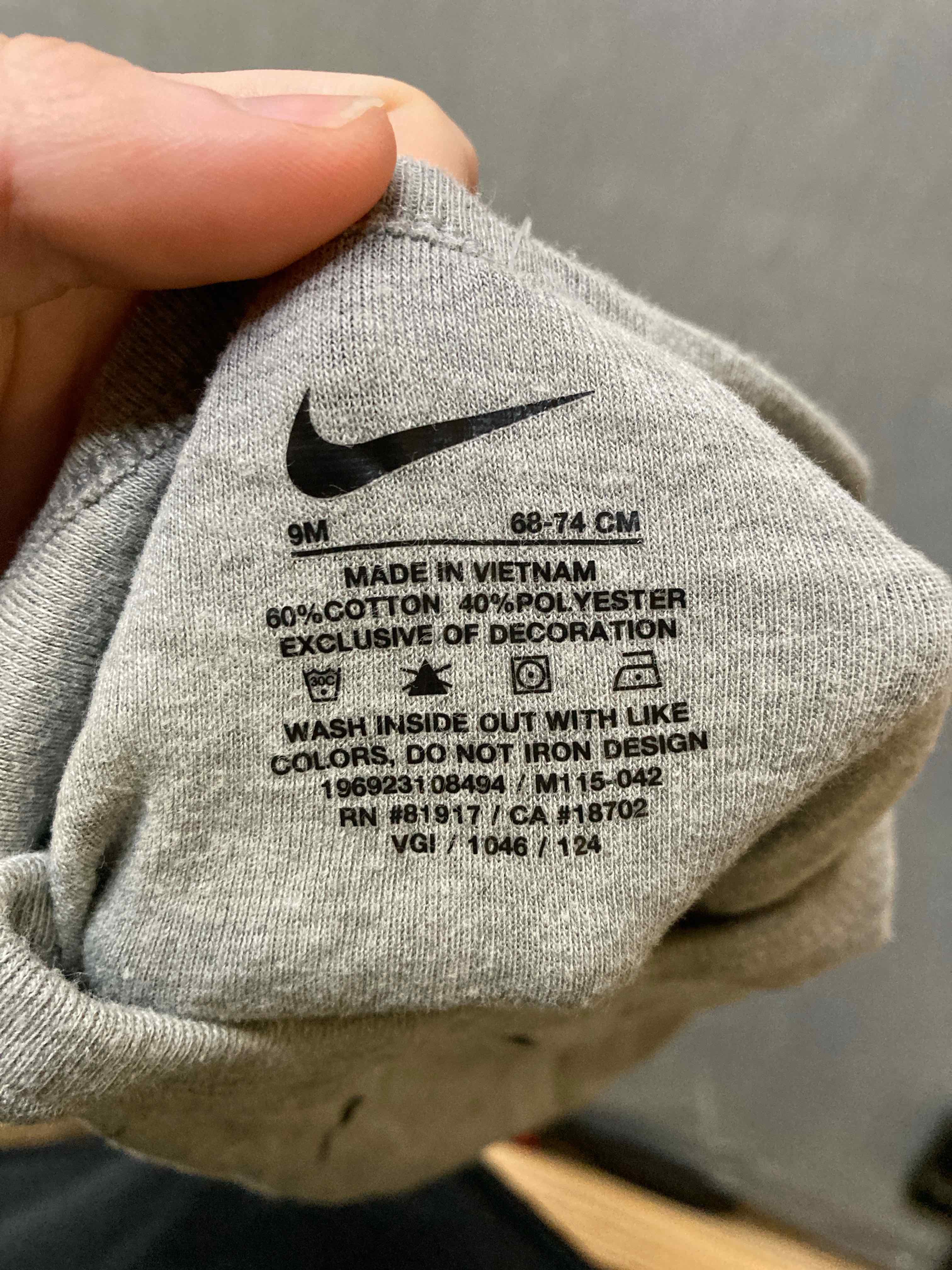 Nike Grey Cotton Blend Bodysuit 9M