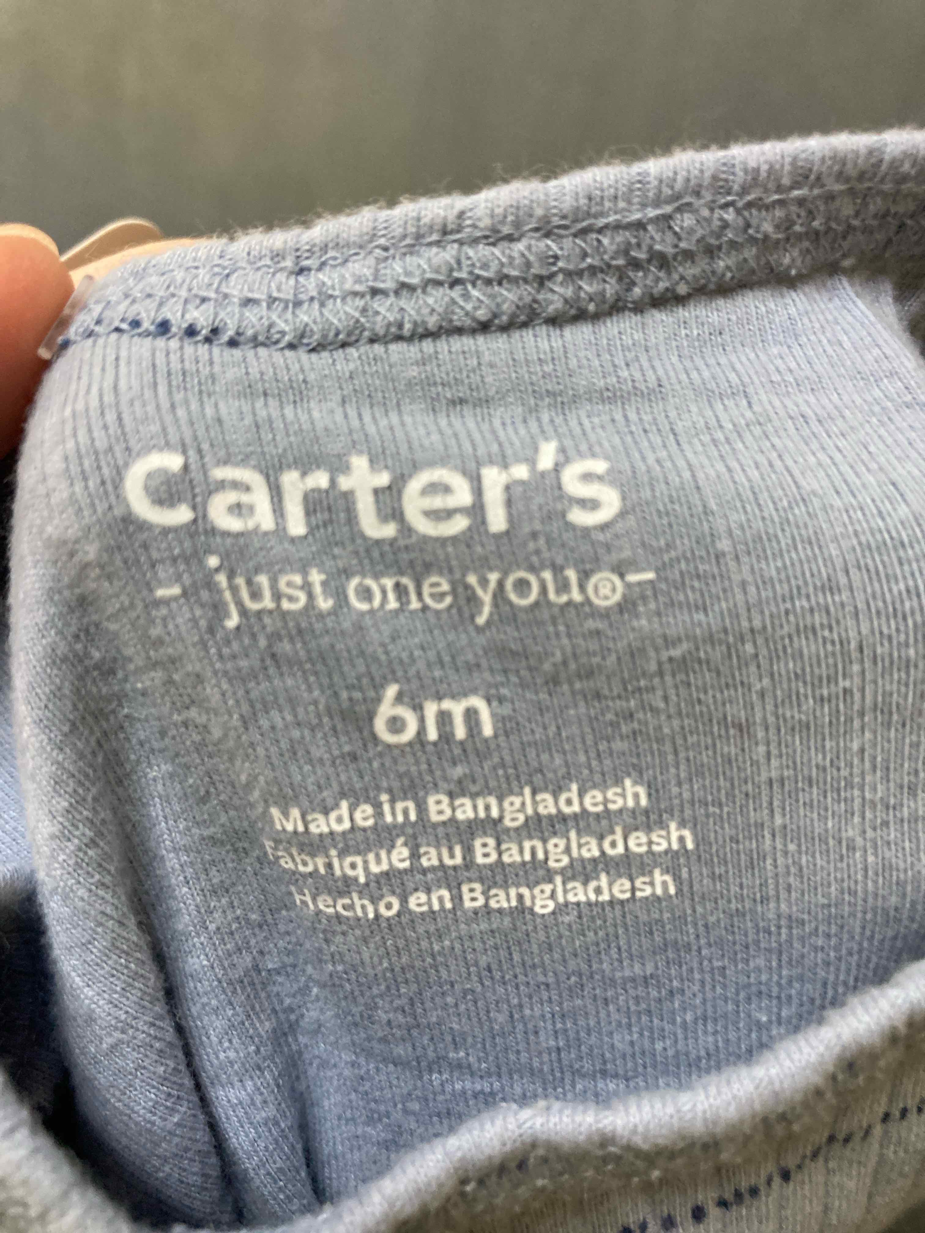Carter's Grey Striped Cotton Bodysuit 6m