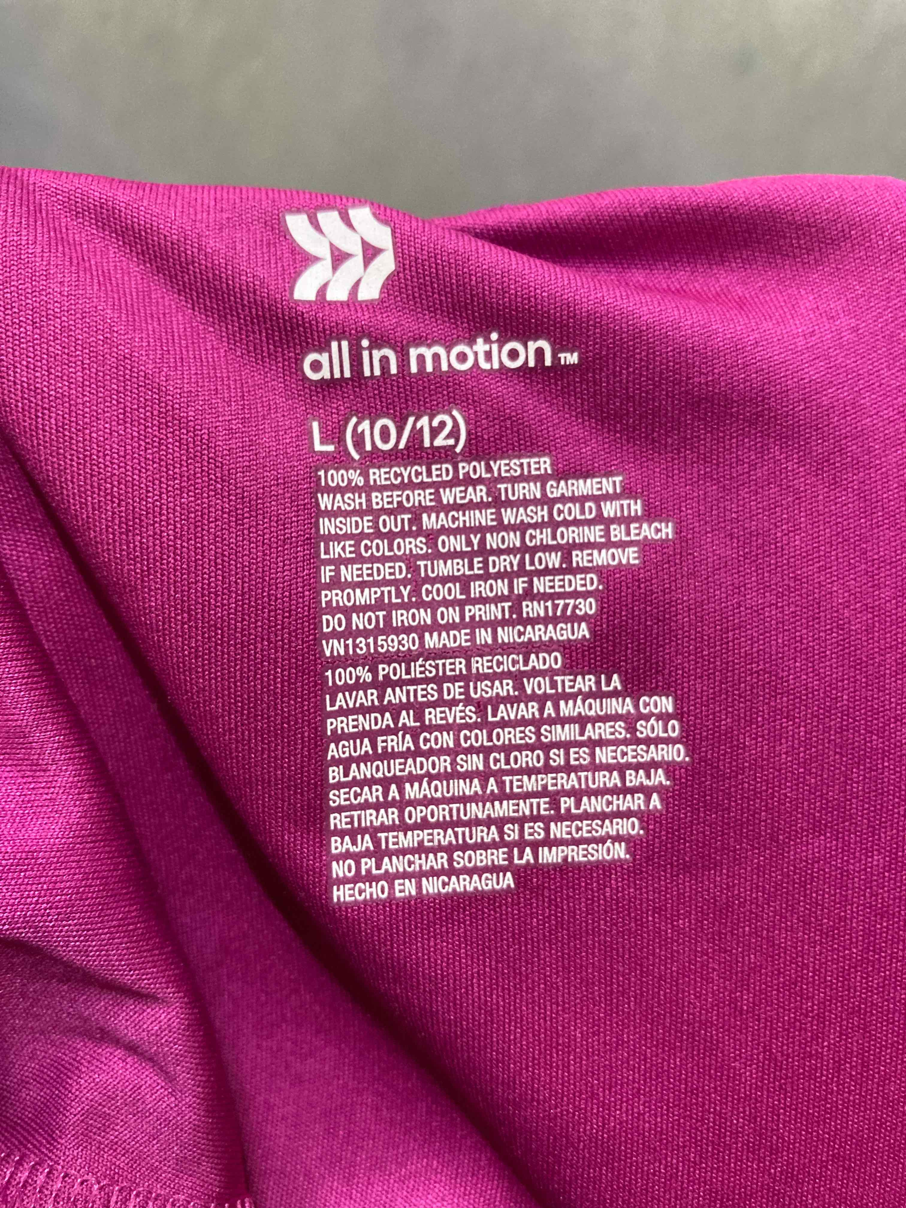 All In Motion Pink Recycled Polyester T-Shirt Large