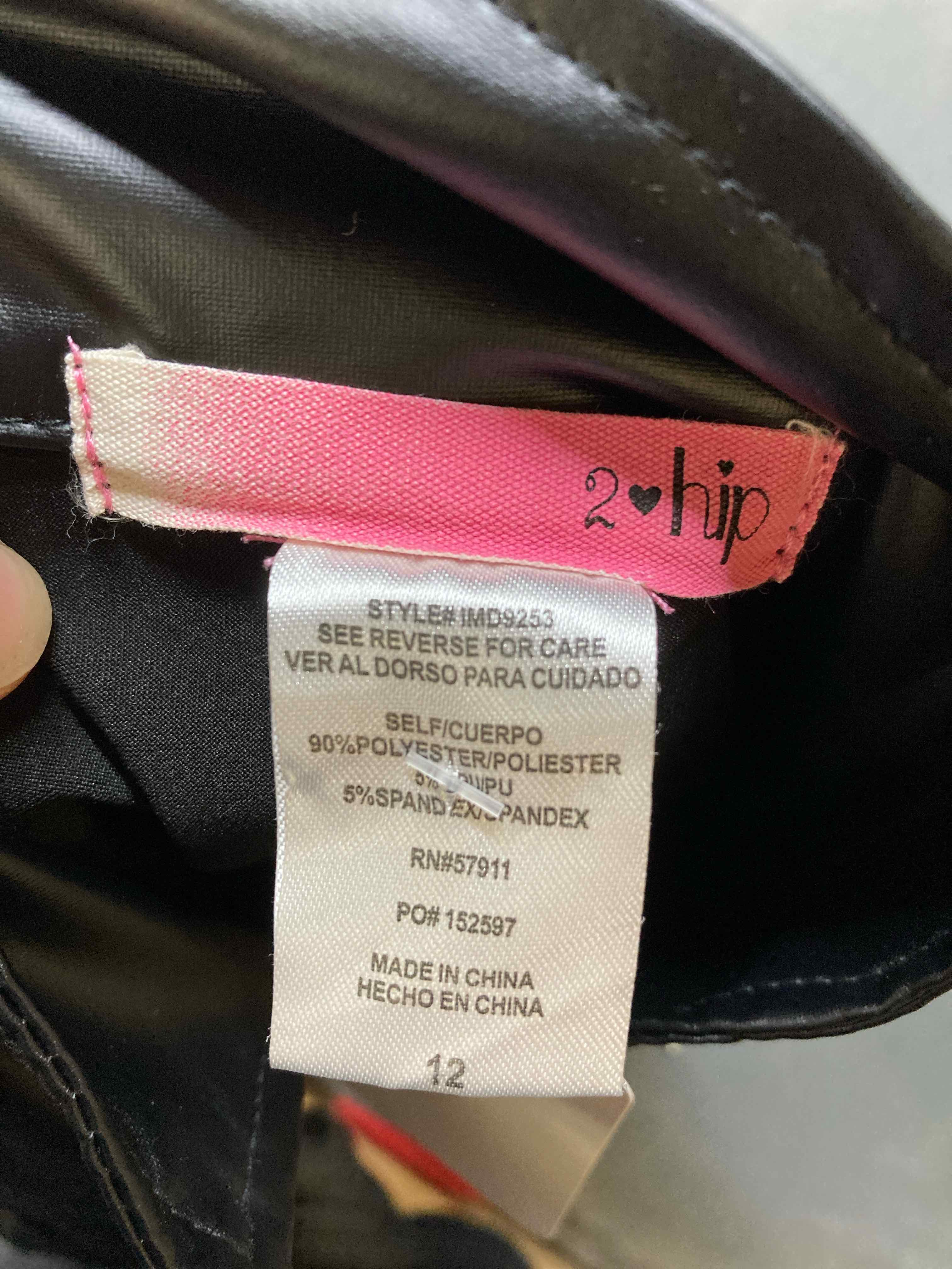 2 hip Black Faux Leather Jacket Size 12