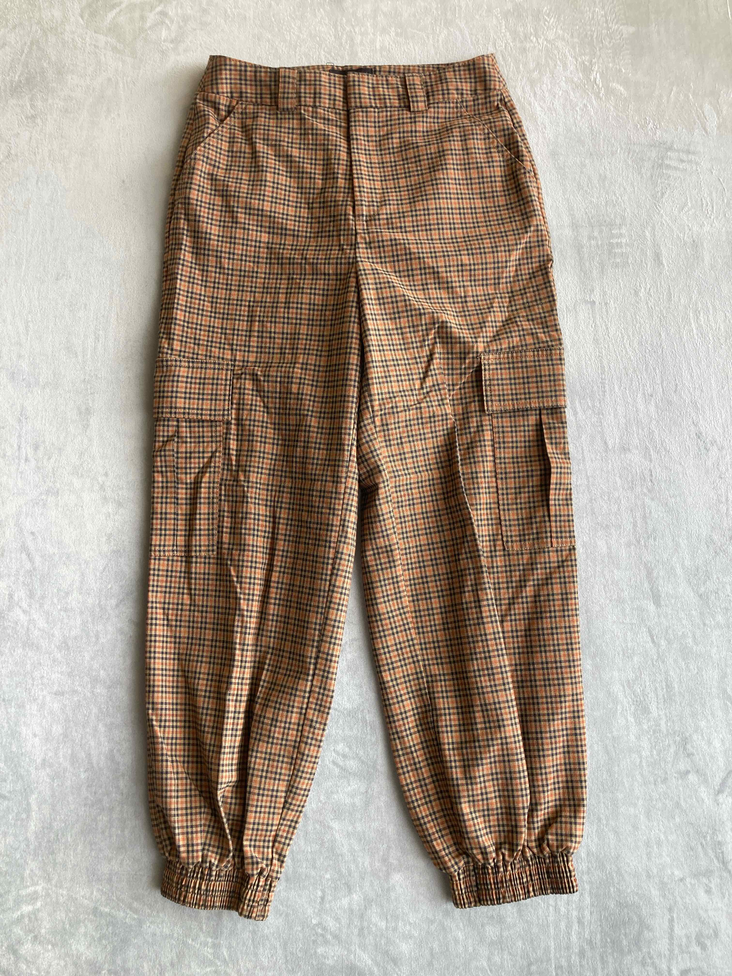 Urban Outfitters Brown Plaid Polyester Blend Pants Small Medium
