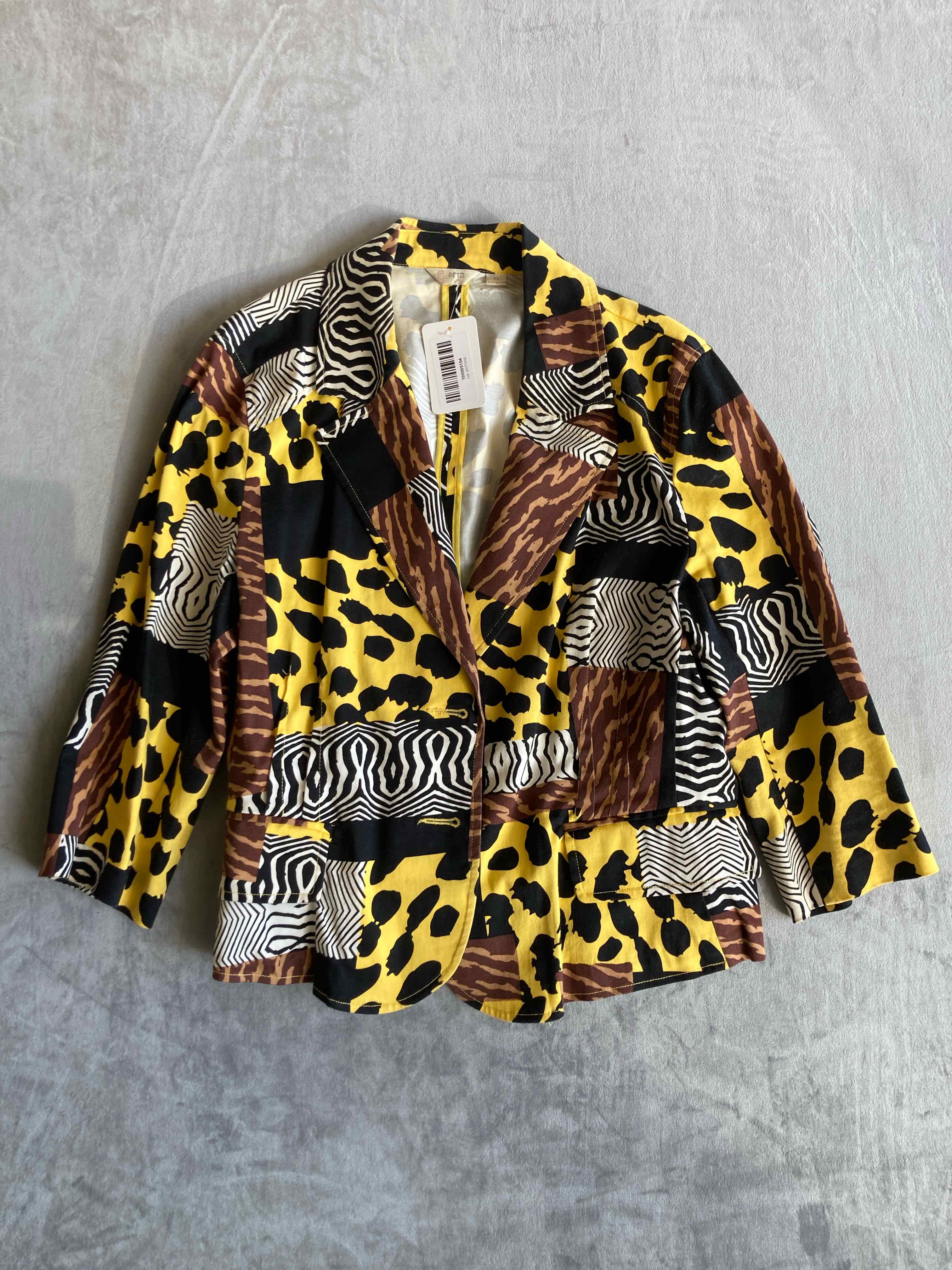 Erin Yellow Black Animal Print Blazer Small