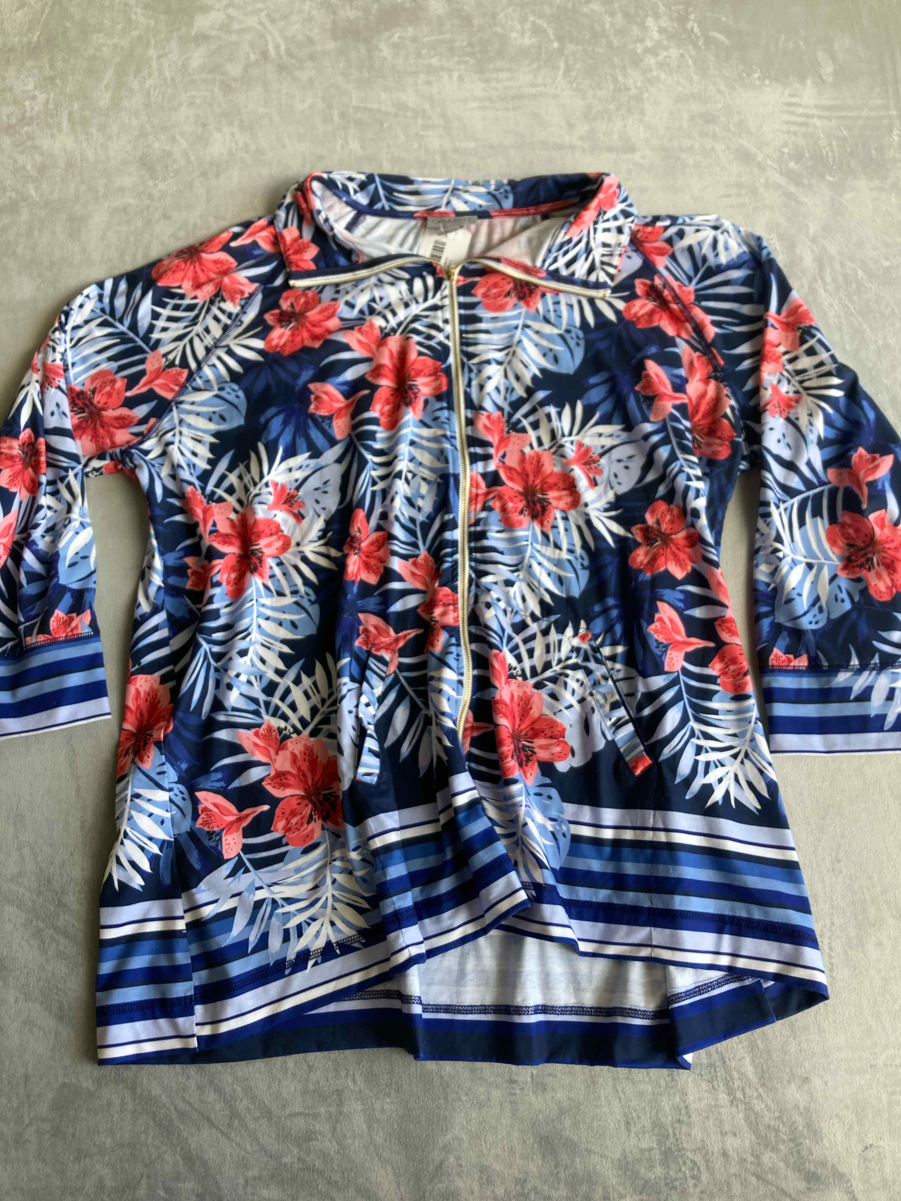 Catherines Blue Floral Polyester Blend Tunic 2X