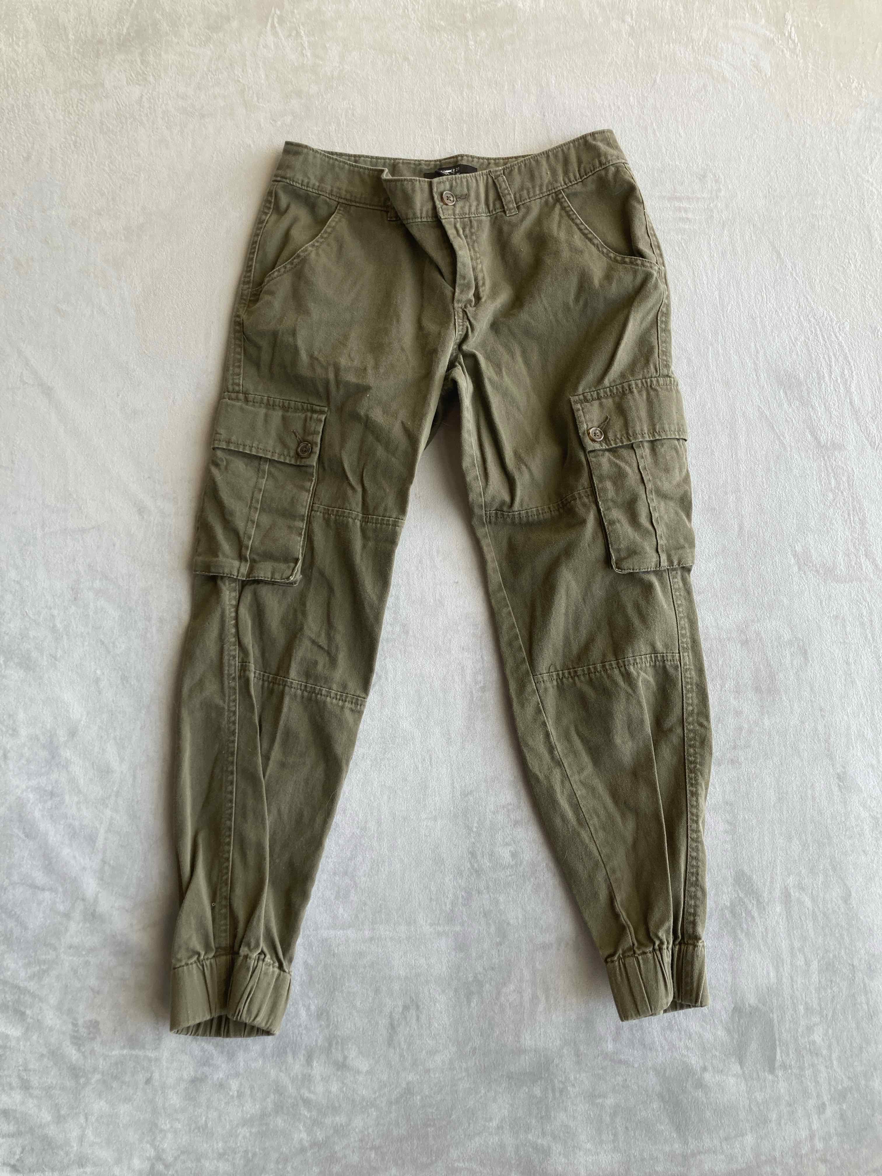 Forever 21 Olive Green Cotton Blend Cargo Pants 25