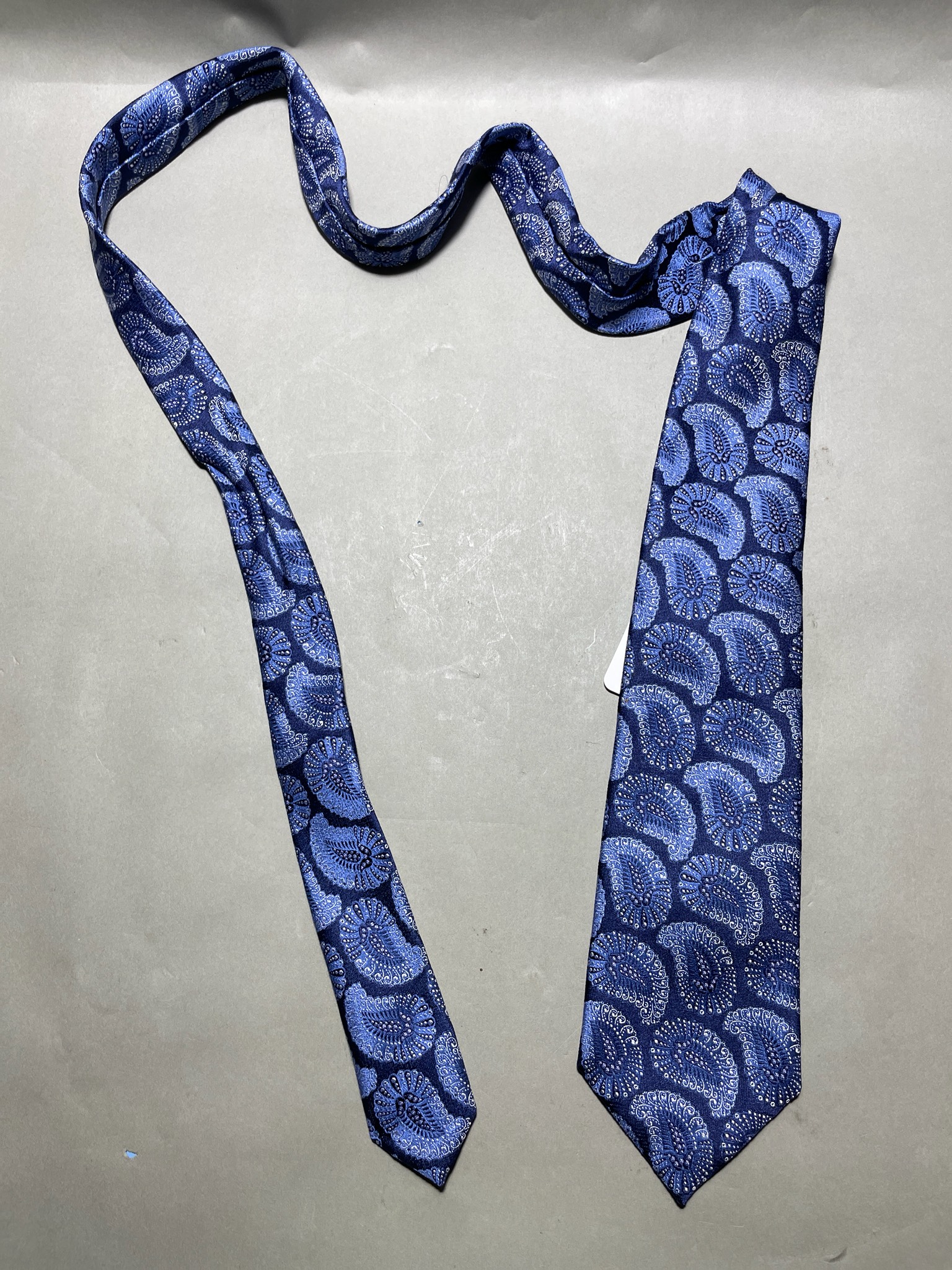 Ermenegildo Zegna Navy Paisley Silk Necktie