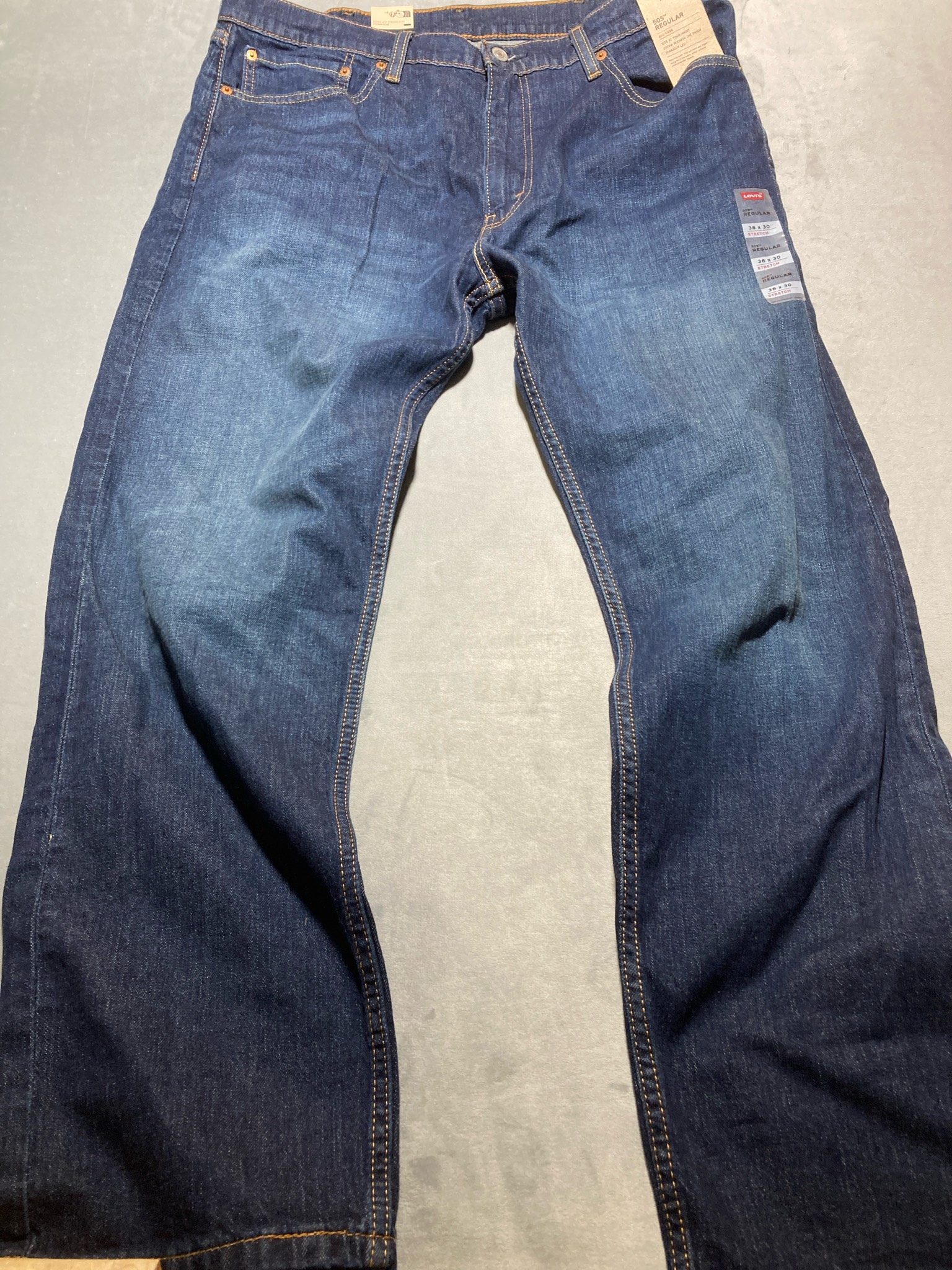 Levi's Dark blue cotton blend 505 jeans size 38x30 NWT
