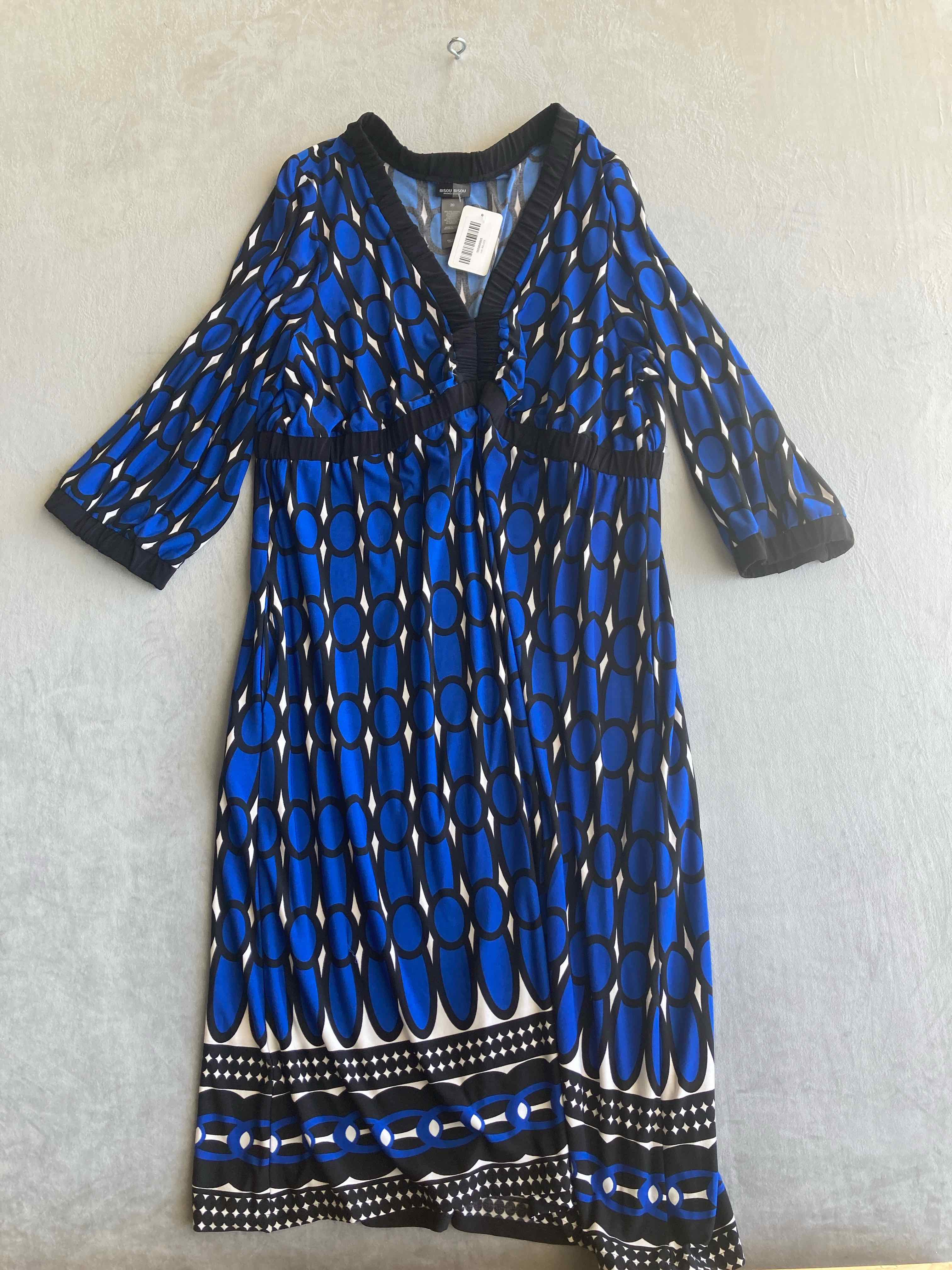 Bisou Bisou Blue Patterned Polyester Blend Dress 20