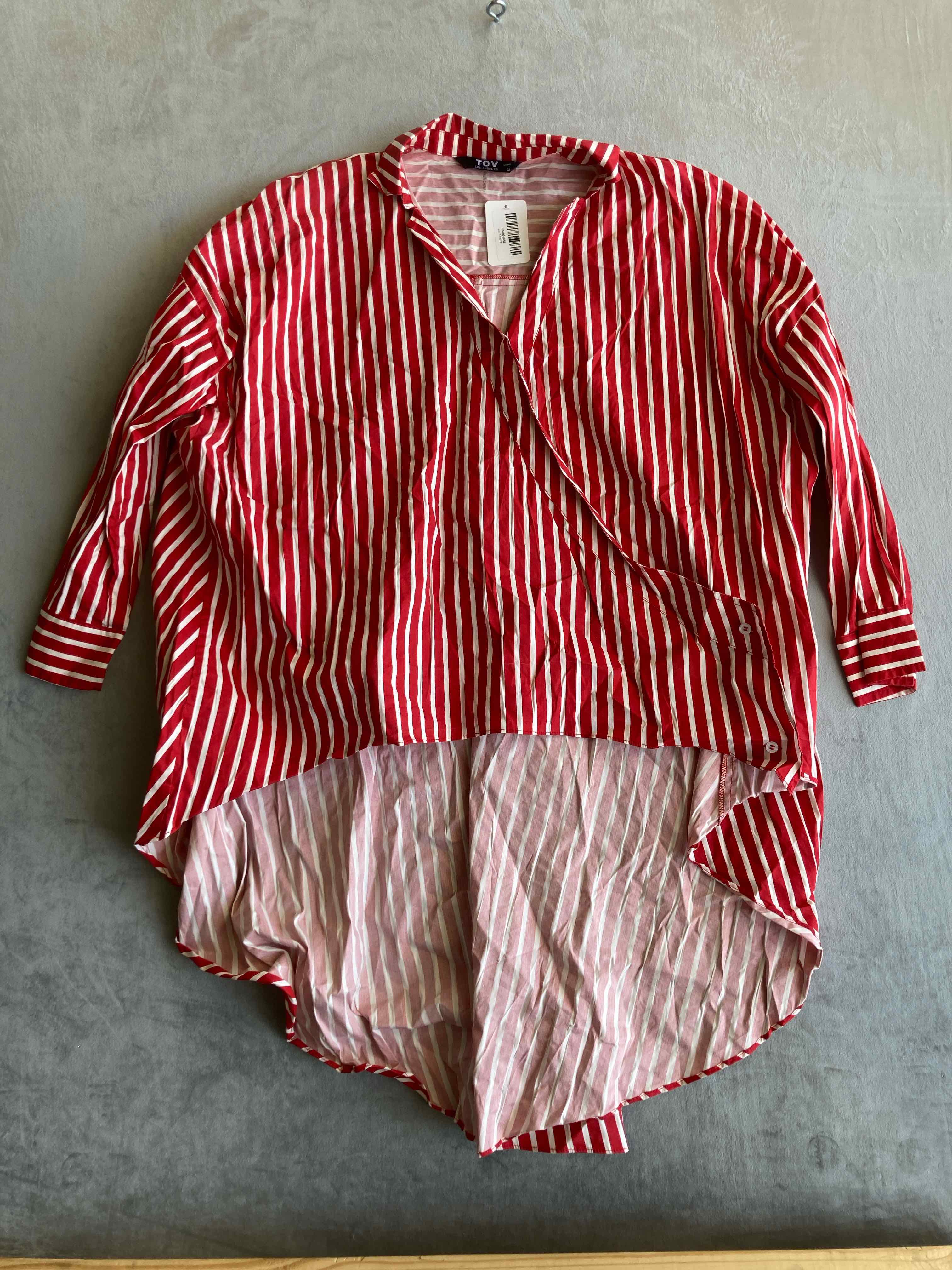 TOV Red Striped Cotton Blend Shirt 38