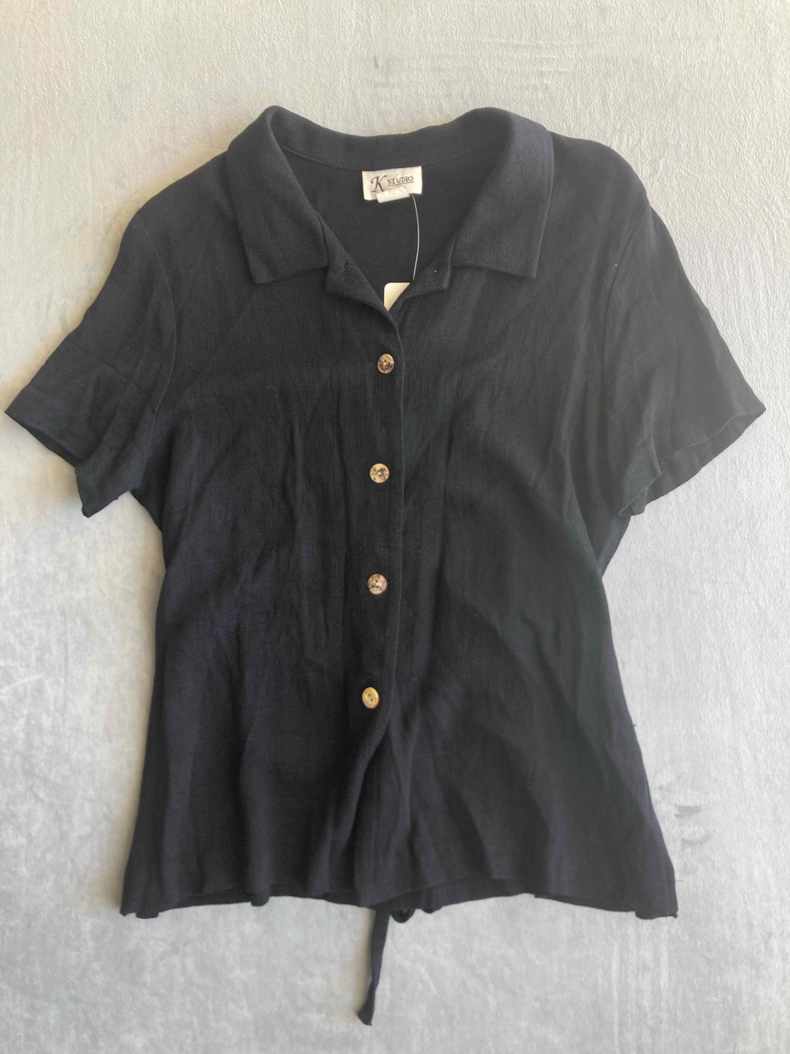 K Studio Black Button Front Top