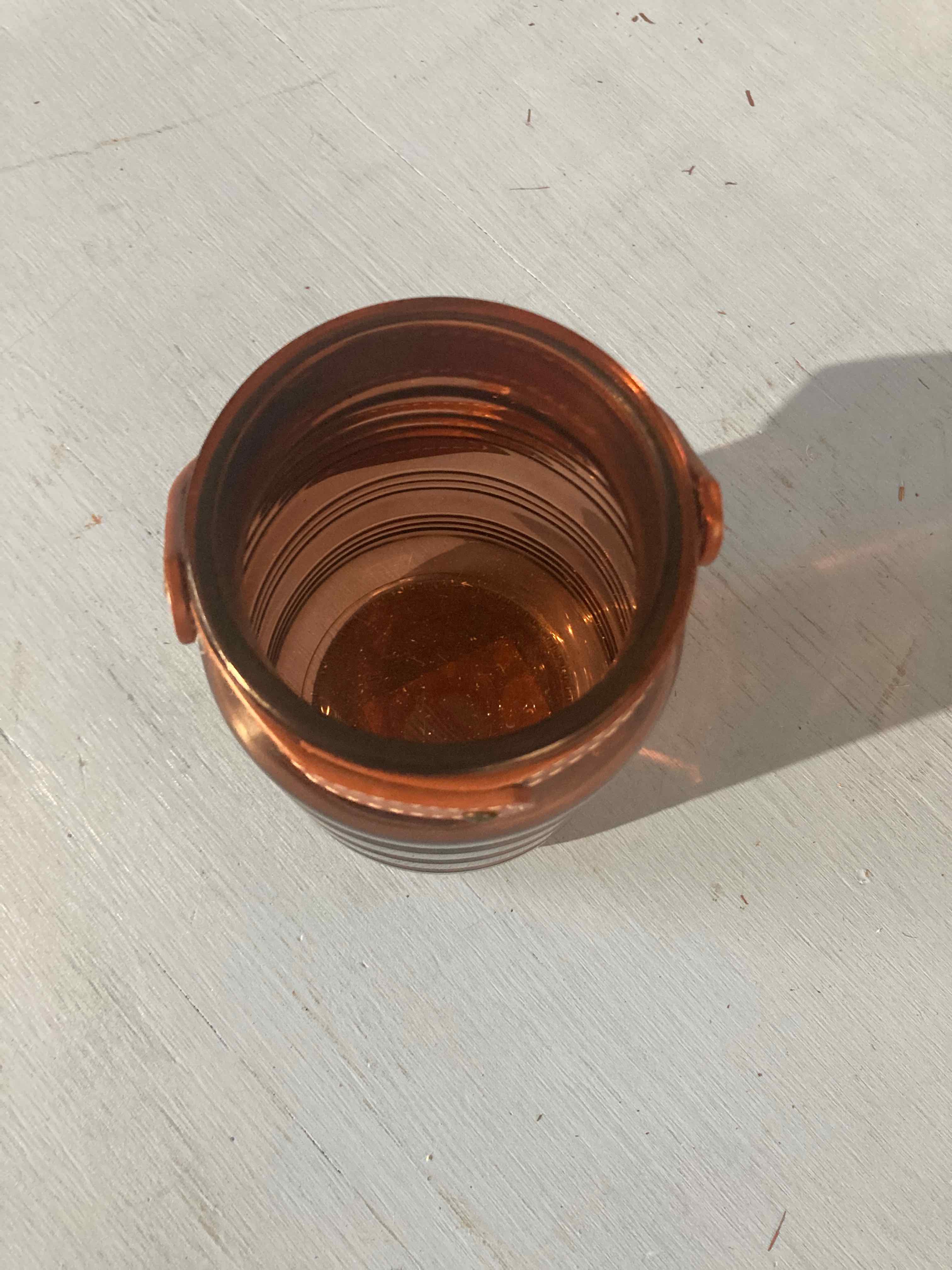 Brown Glass Jar with Leather Handle