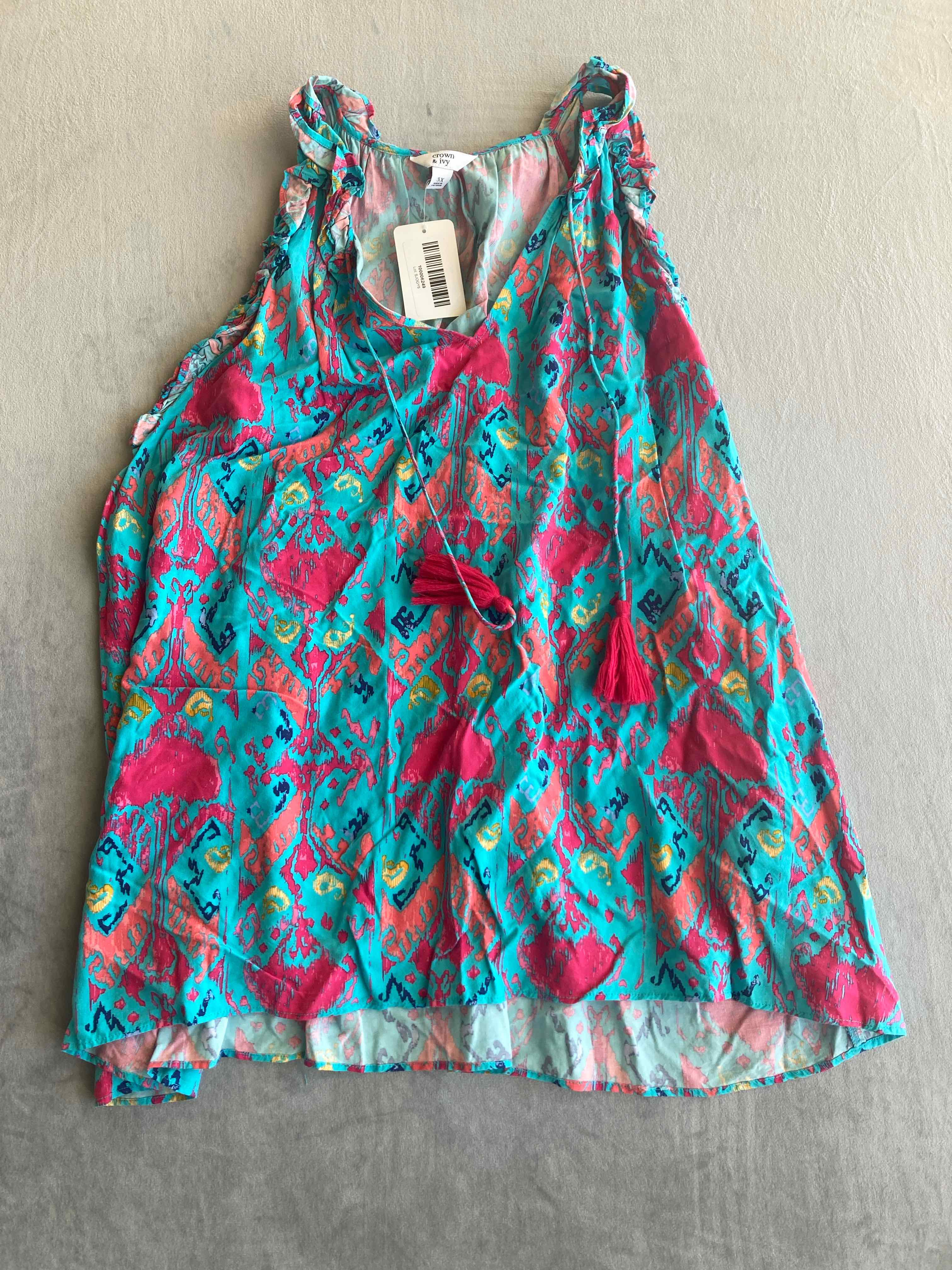 Crown Ivy Multicolor Rayon Tank Top 3X