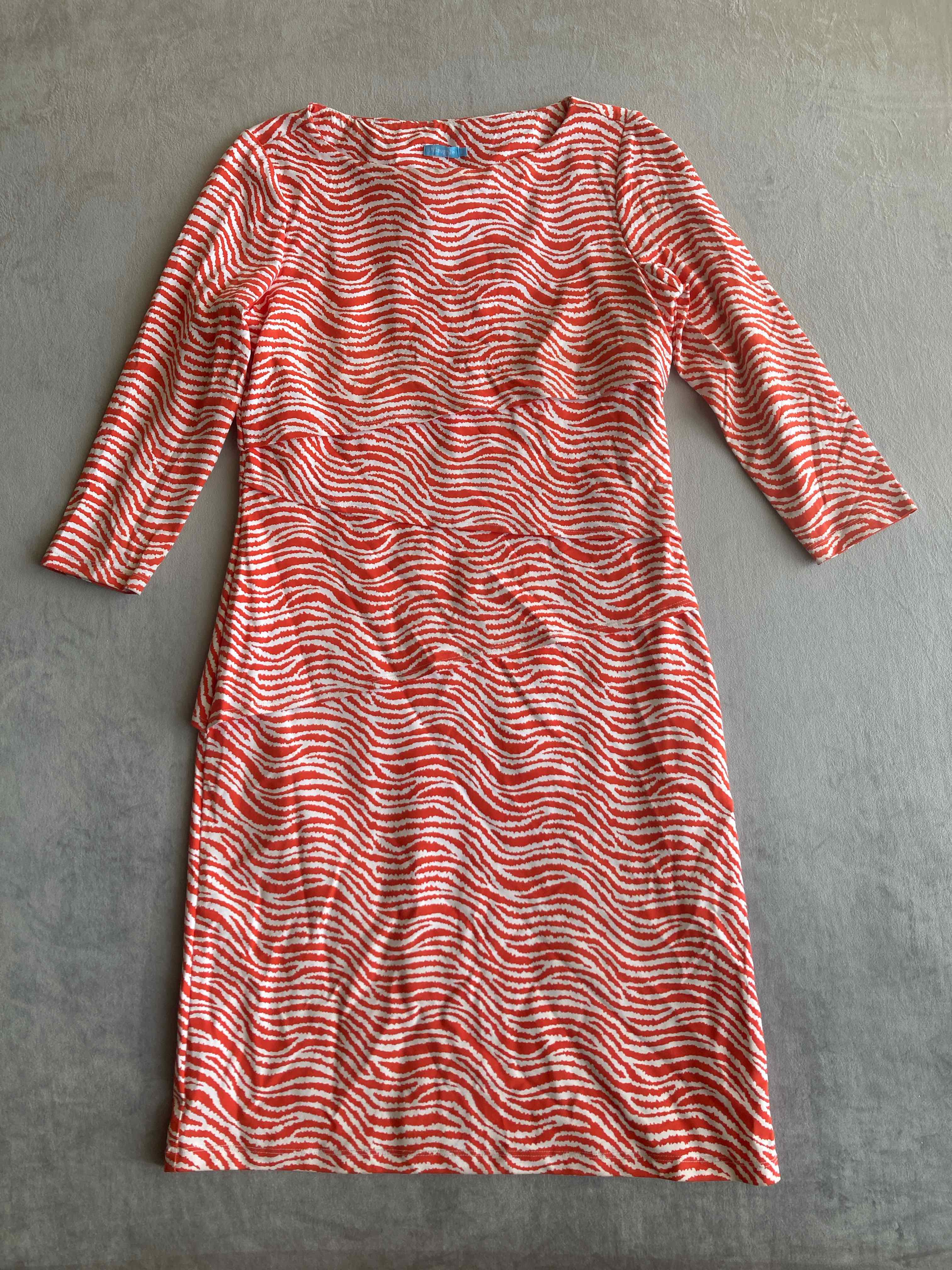 J.McLaughlin Red & White Nylon Spandex Dress Small