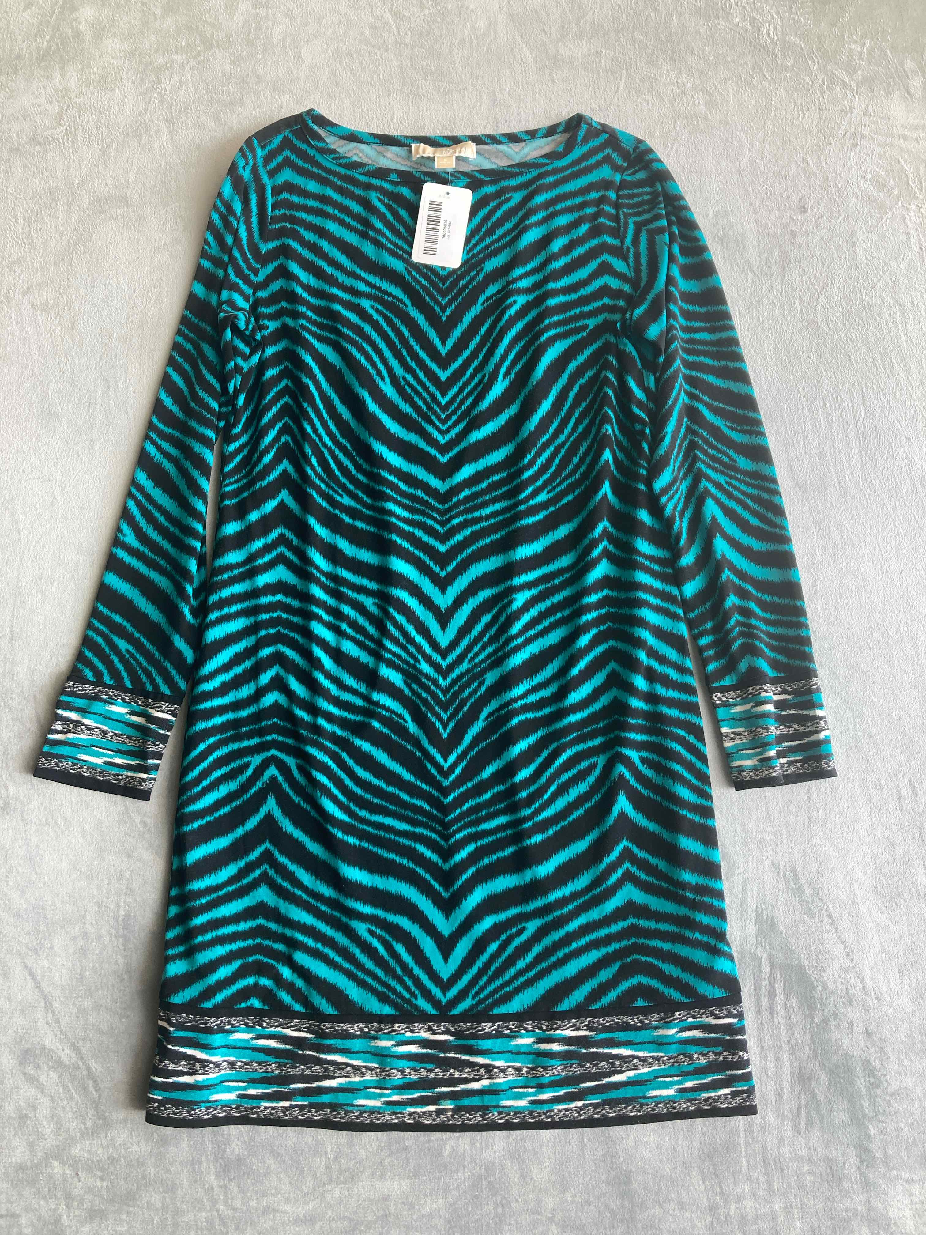 Michael Kors Teal Multicolor Polyester Blend Dress Small