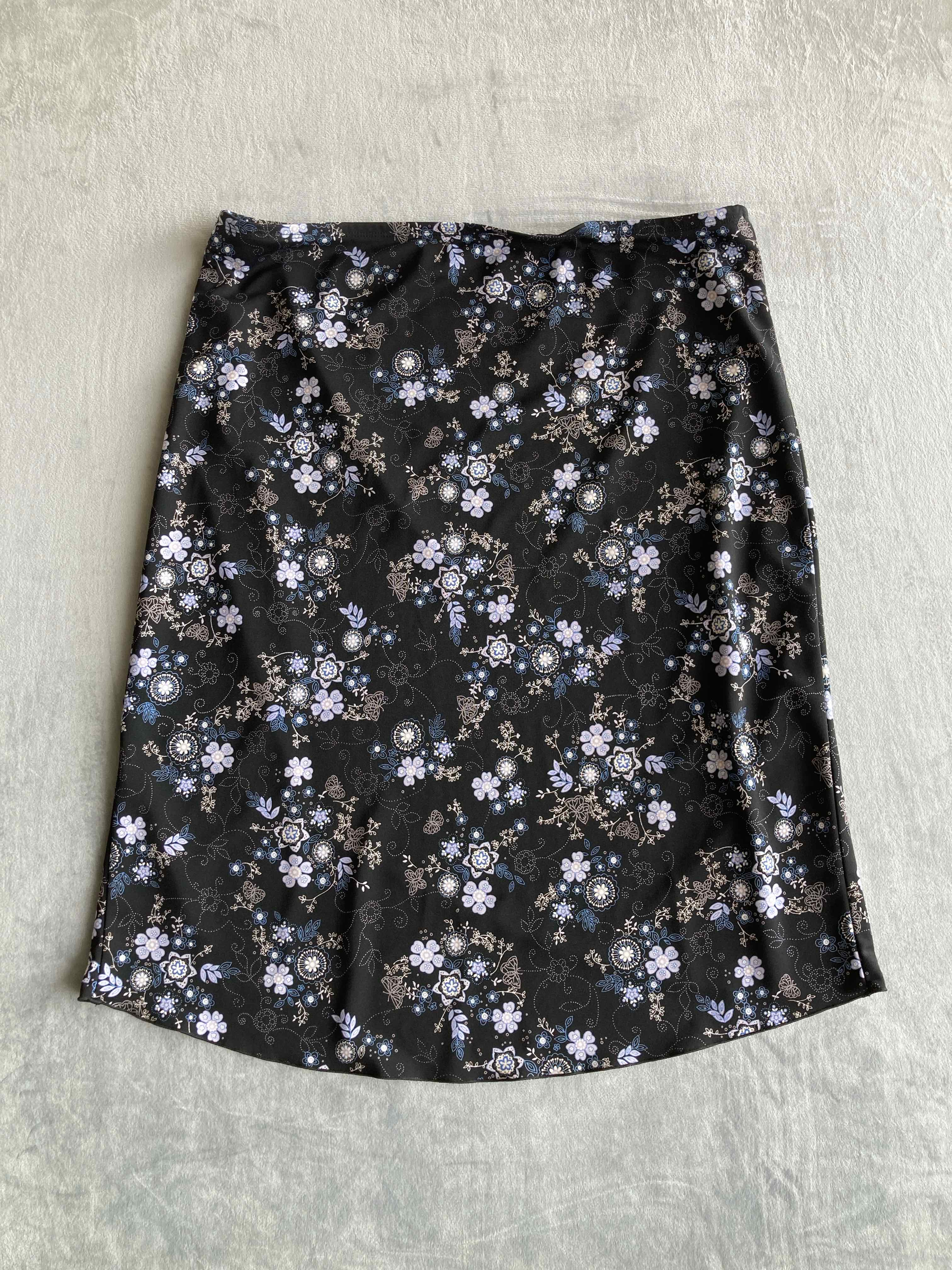 IN Black Floral 100% Polyester Skirt PXL