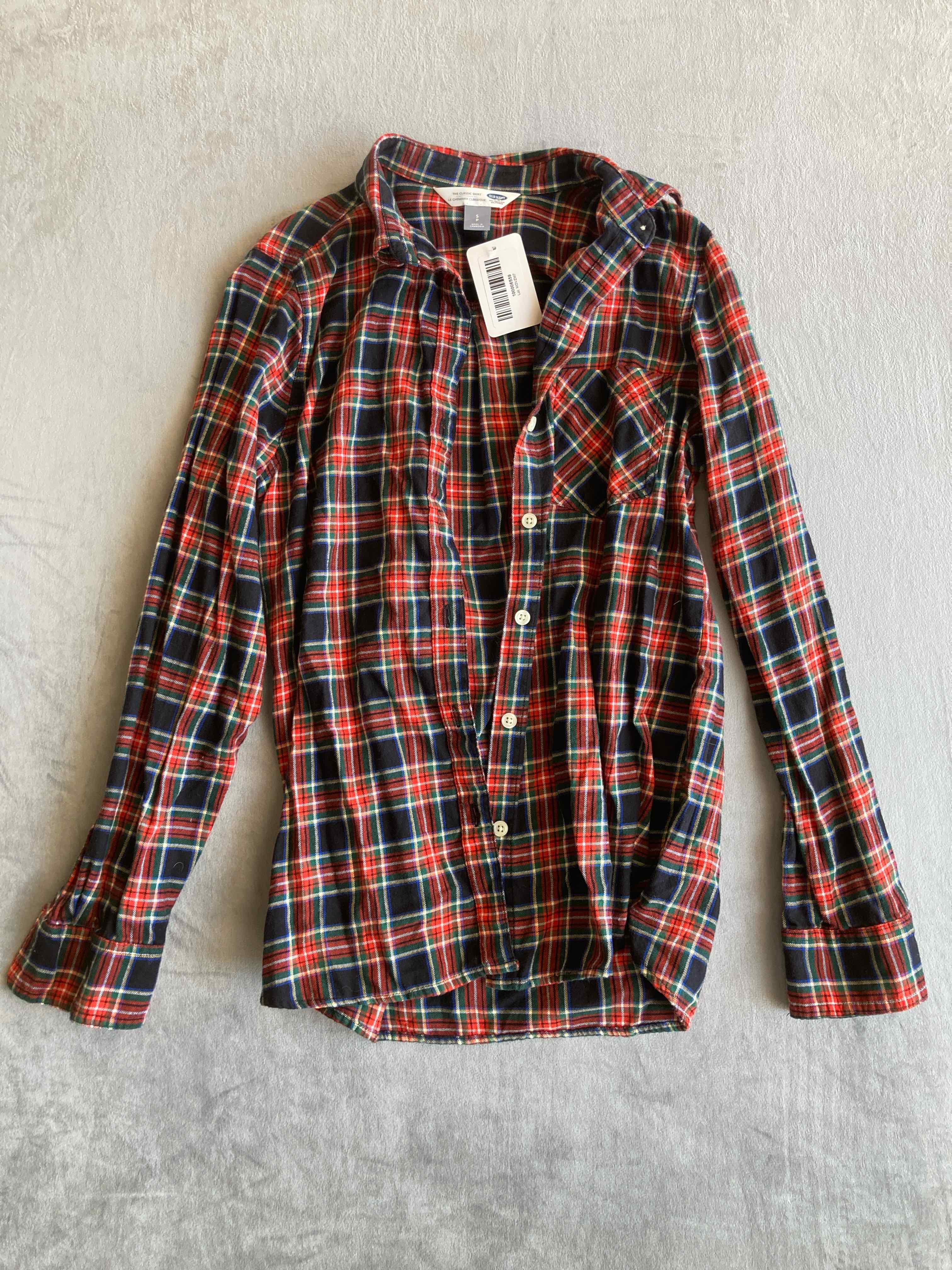 Old Navy Multi Plaid Cotton Button Up Shirt Small