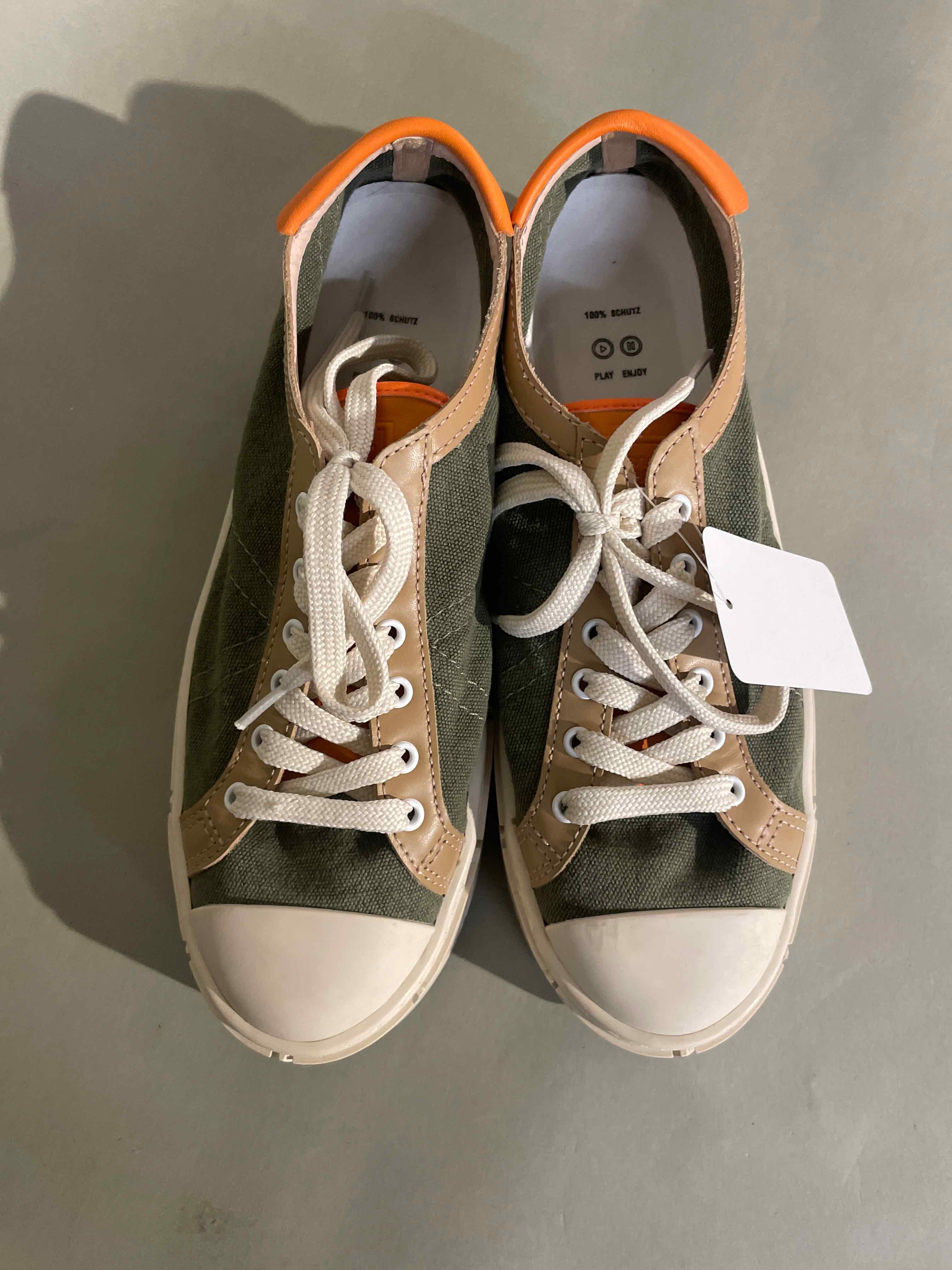 Schutz Green Tan Casual Sneakers