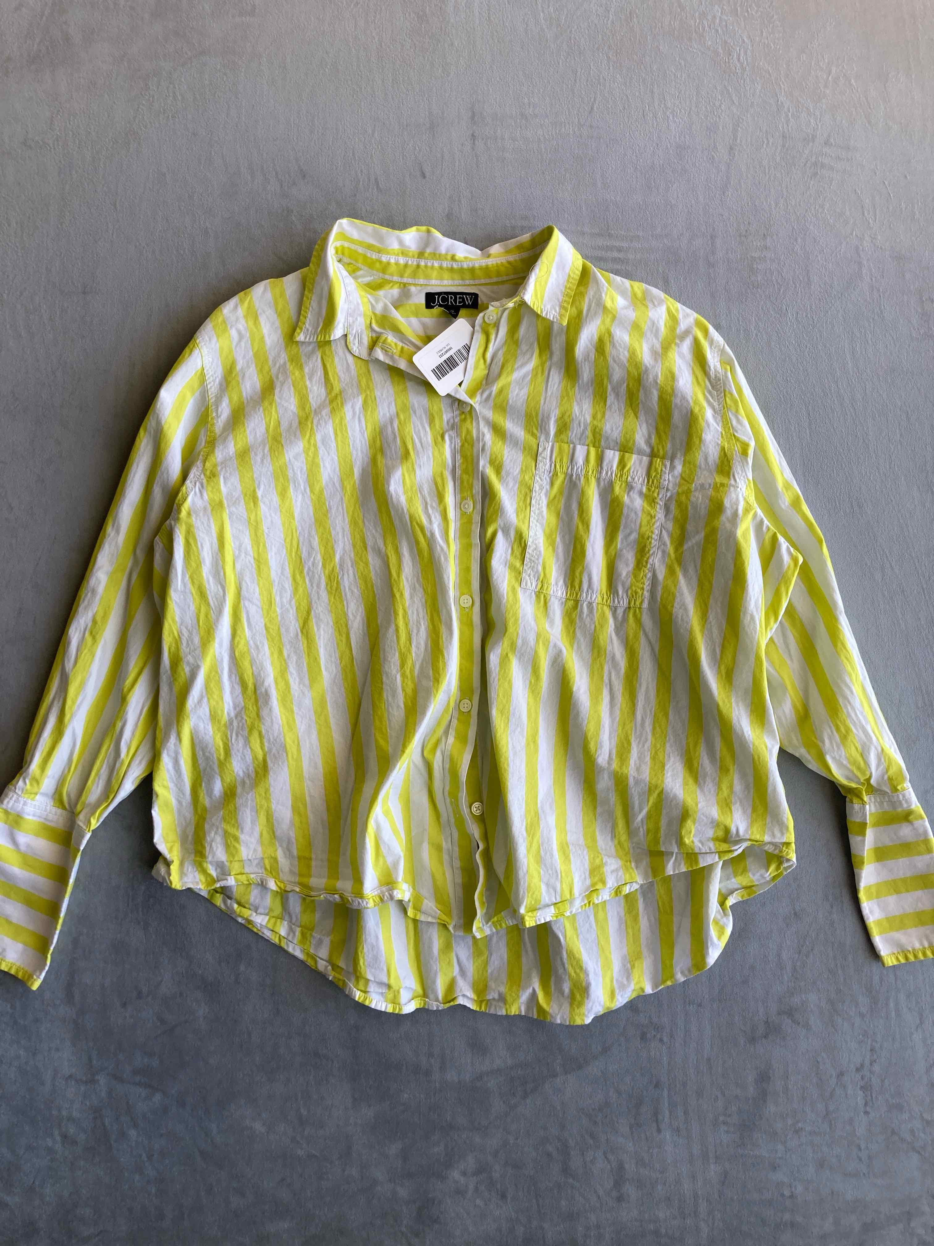 J Crew Yellow White Striped Cotton Button-Up Shirt 20