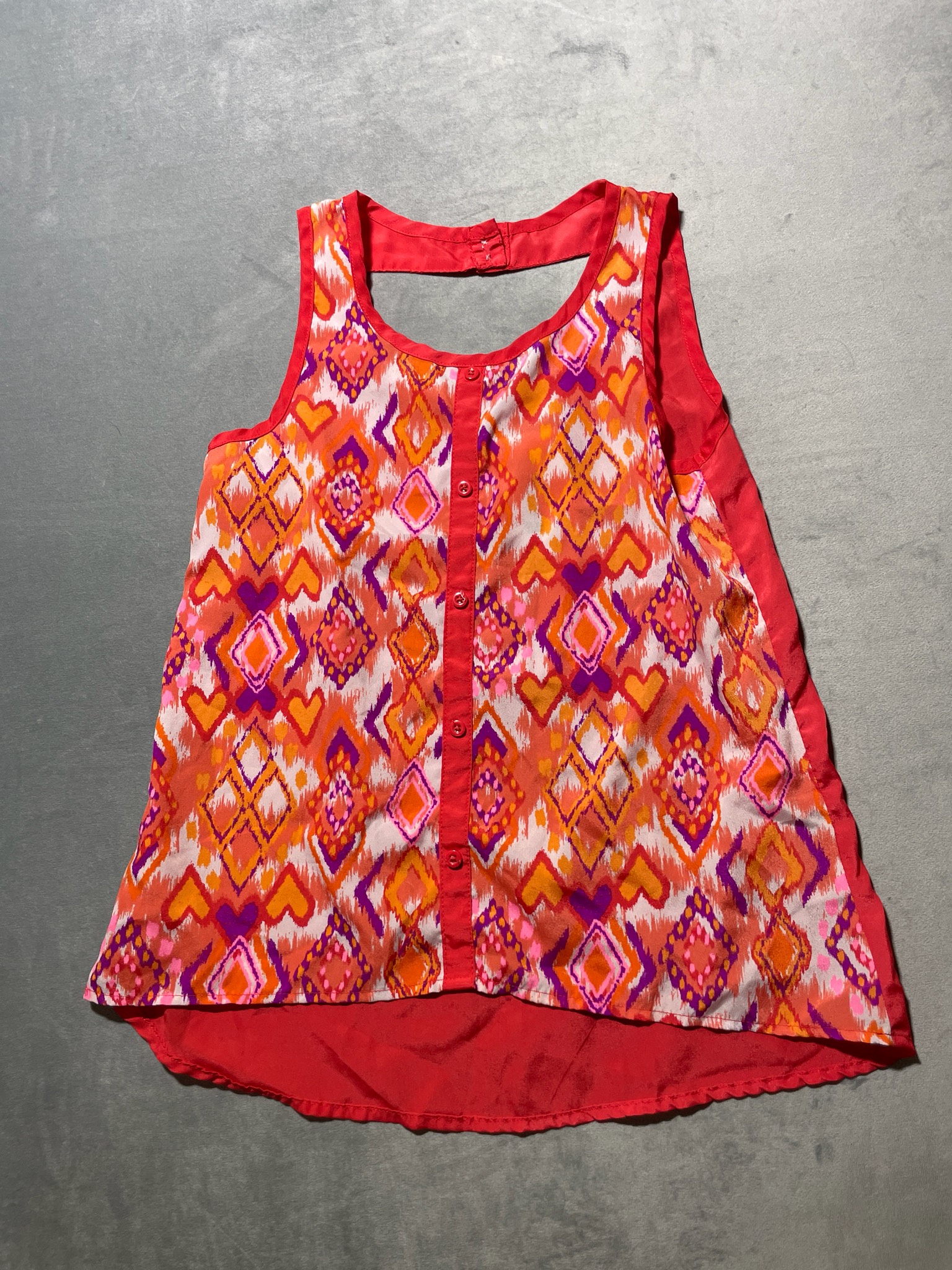 Red Abstract SL Blouse