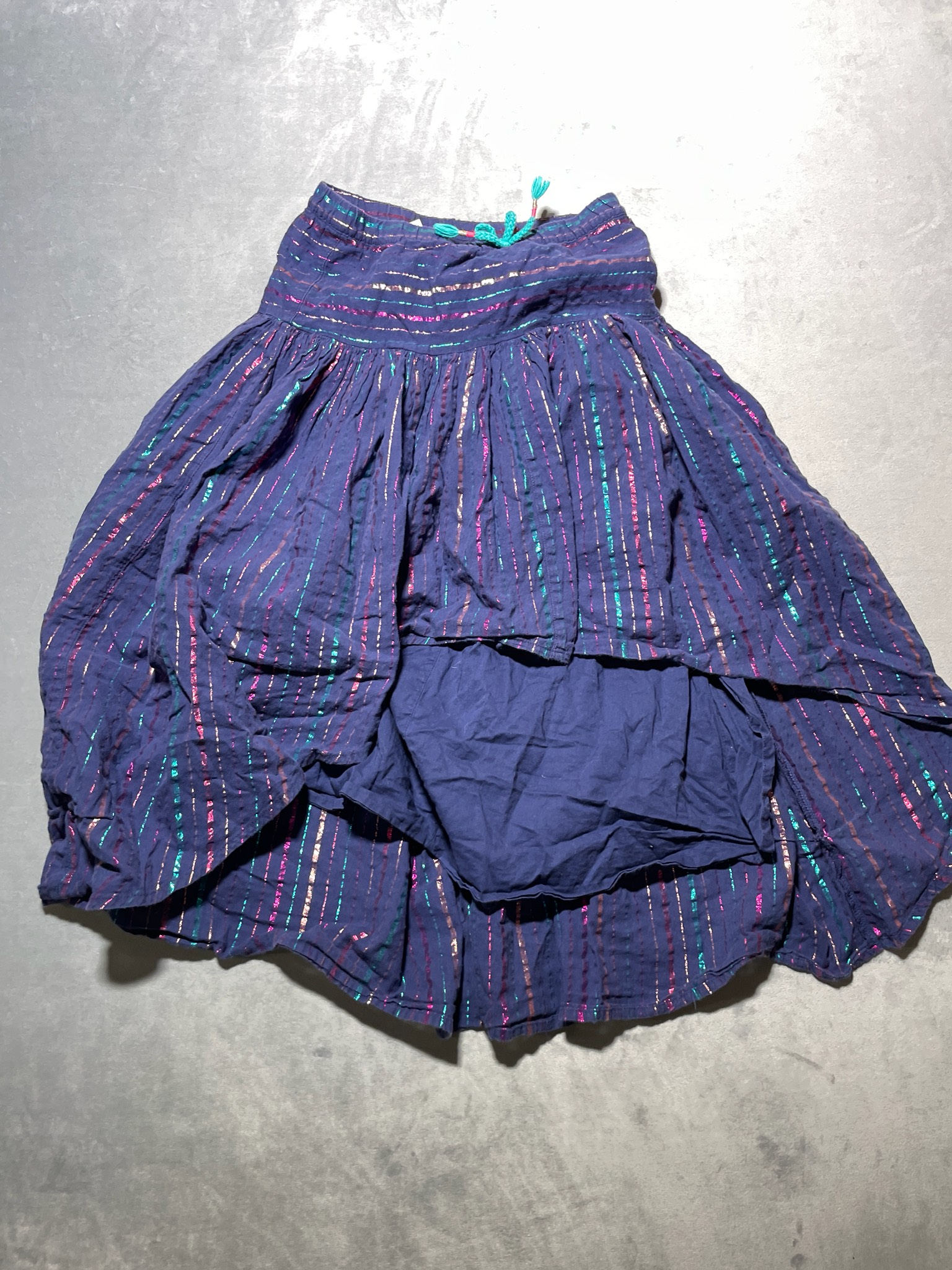 Cat & Jack Navy Blue Metallic Stripe Cotton blend Tiered Skirt Size M (7/8)