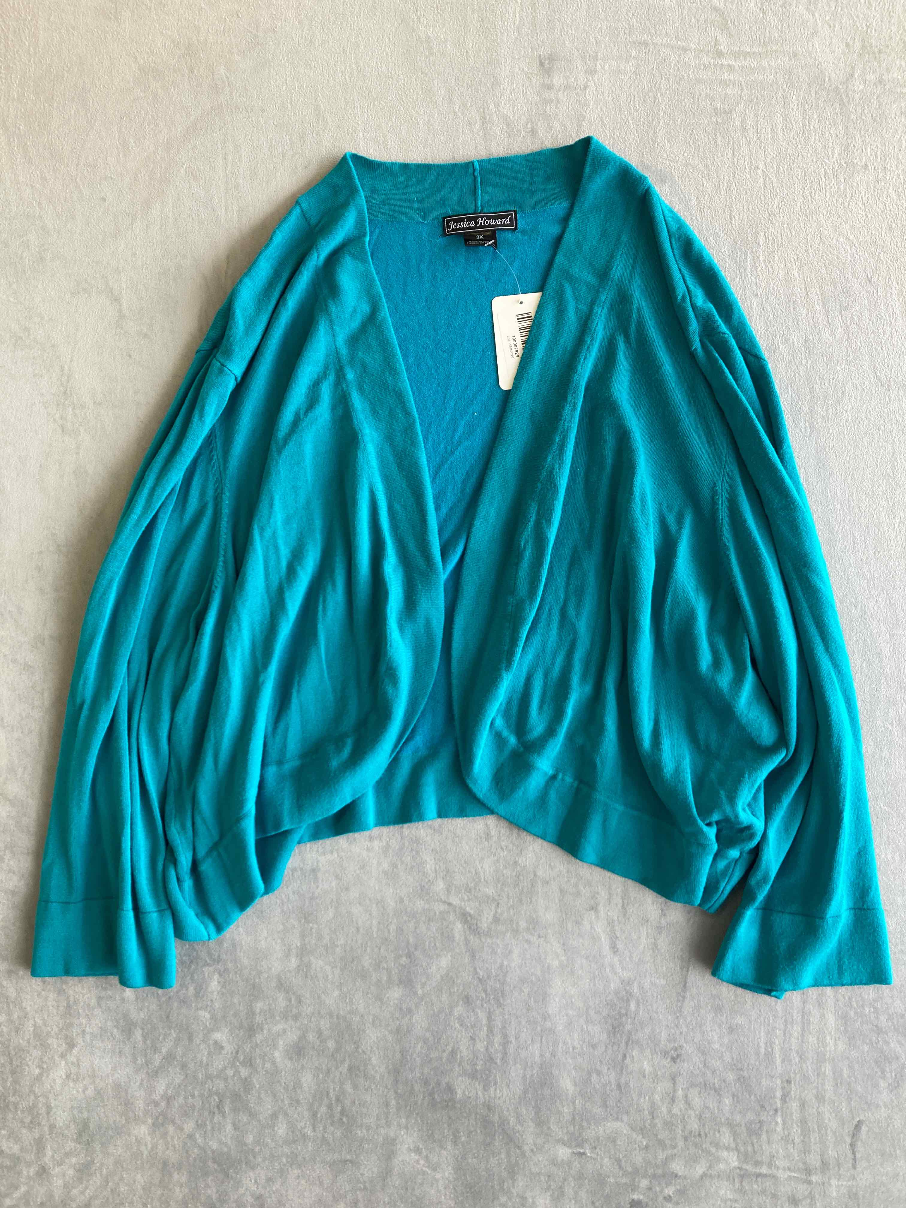 Jessica Howard Turquoise Rayon Blend Cardigan 3X