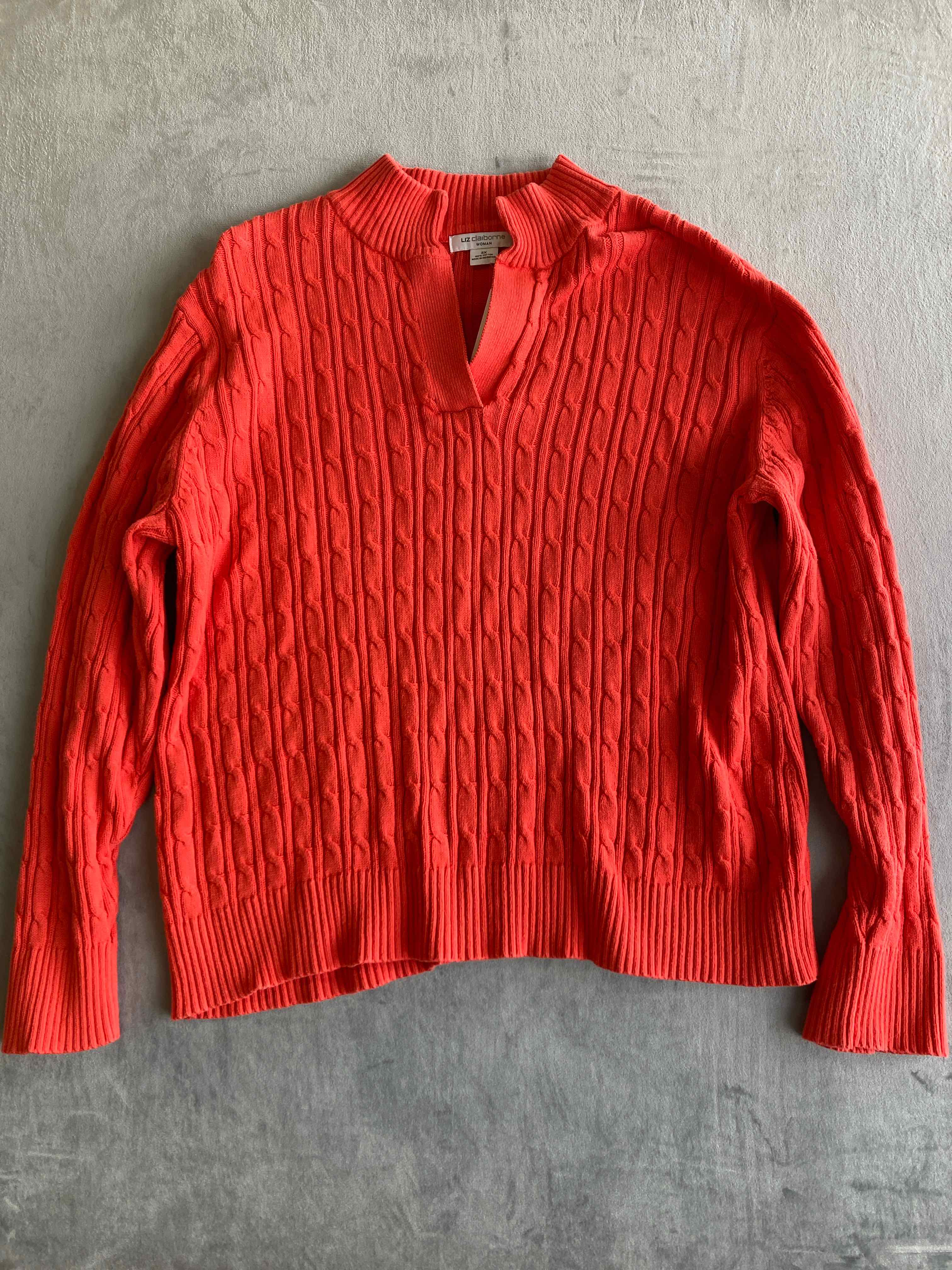Liz Claiborne Red Cotton Sweater 3X