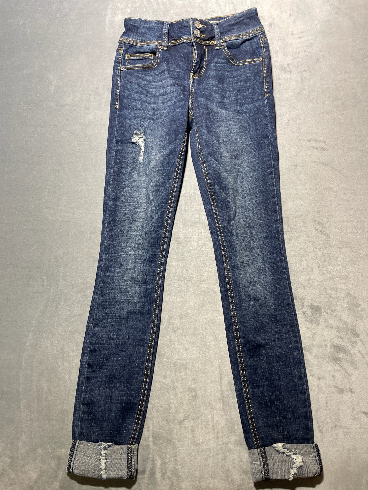 Indigo Rein dark blue cotton blend skinny jeans size 1