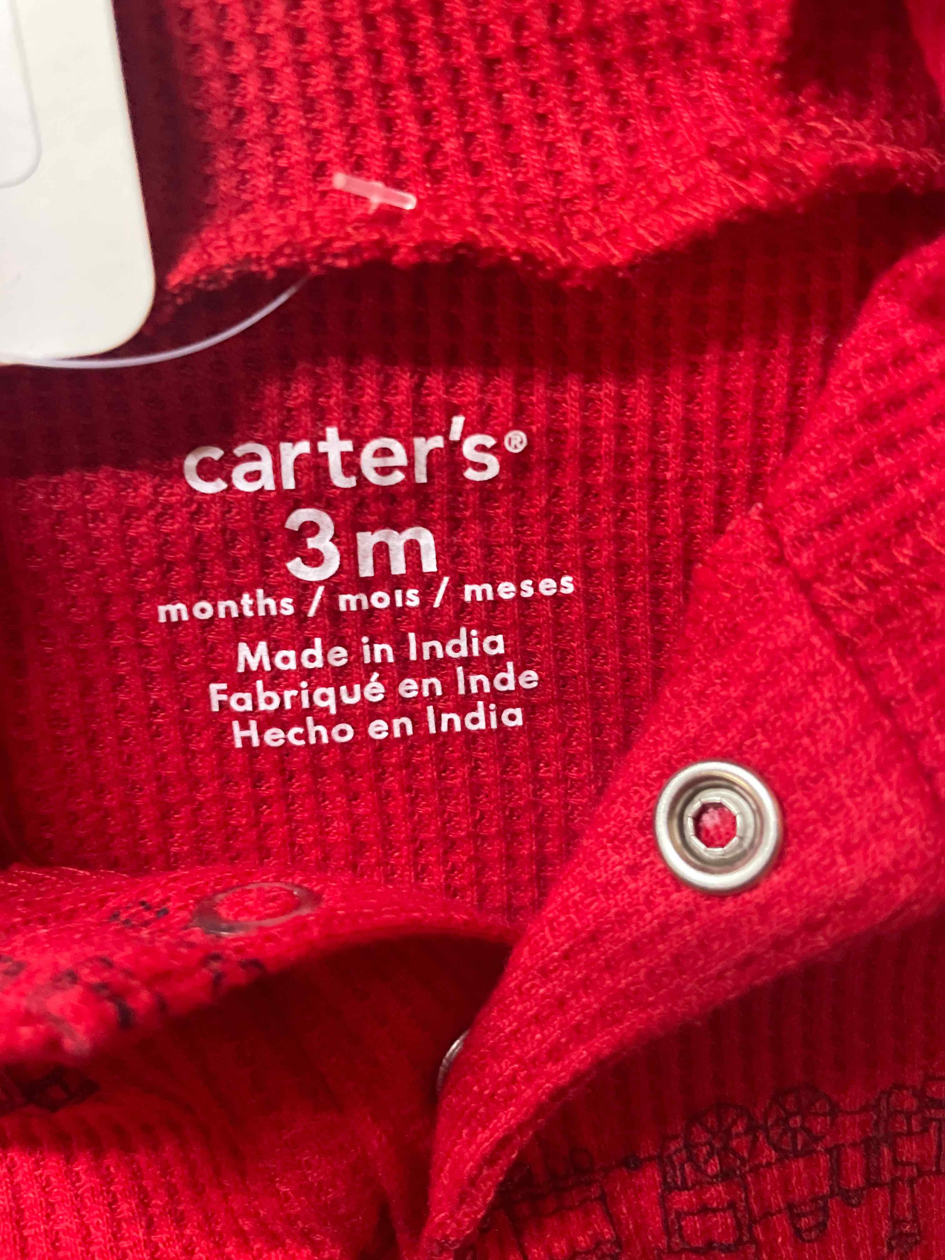 Carter's Red Cotton Blend Hooded onesie size 3M