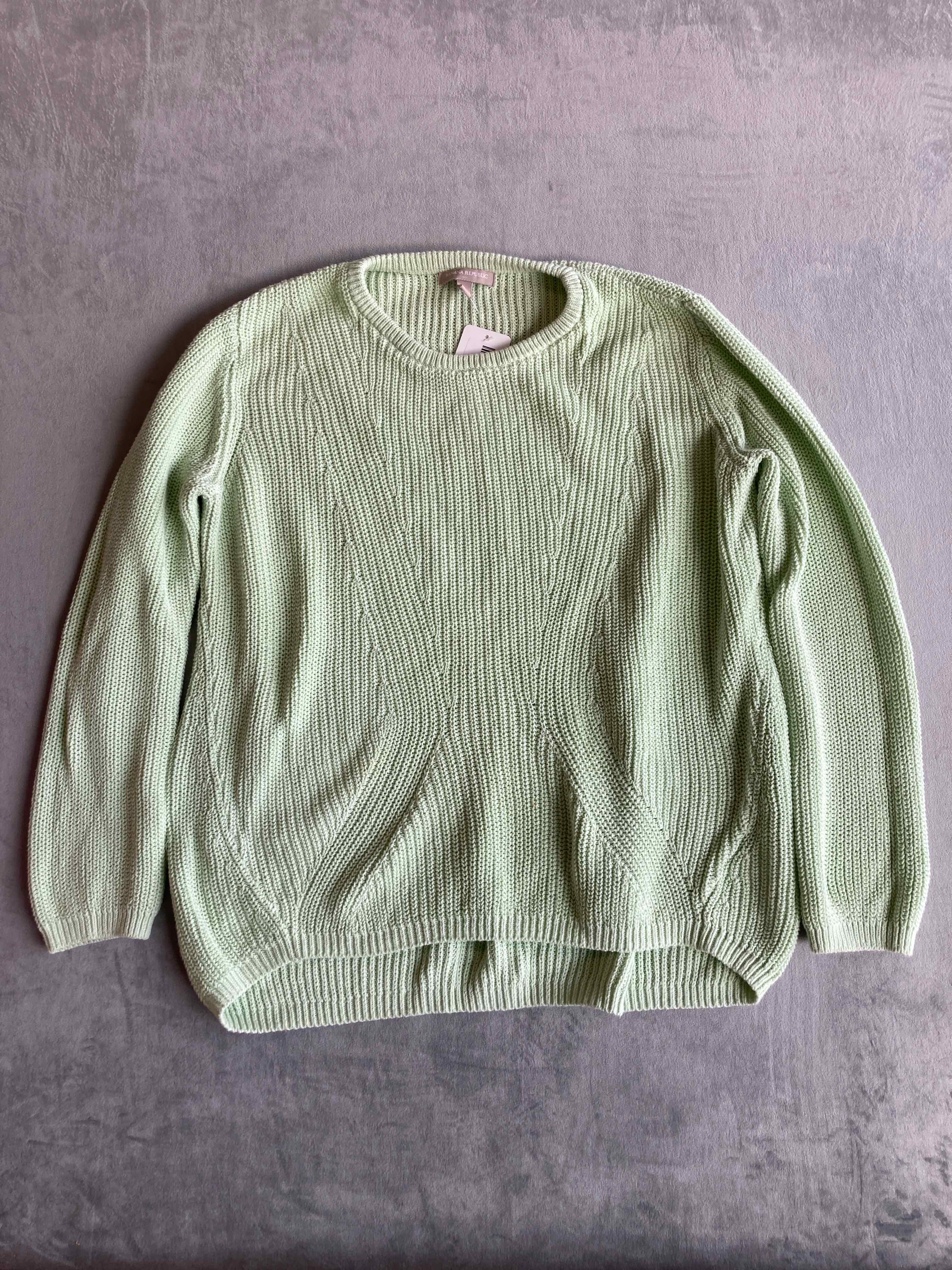Banana Republic Green Cotton Knit Sweater Medium