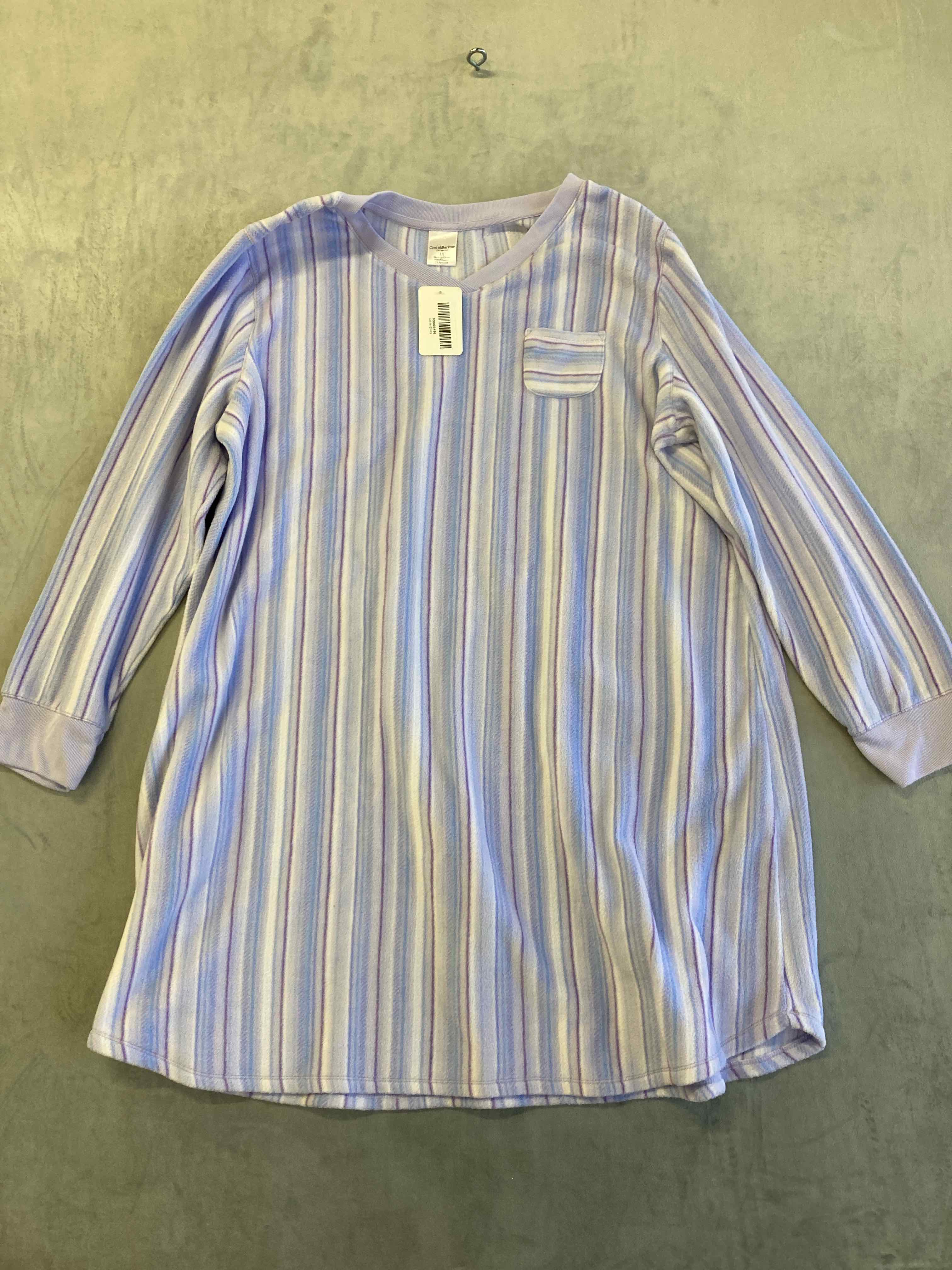 Croft&Barrow Purple Striped Polyester Nightgown 1X