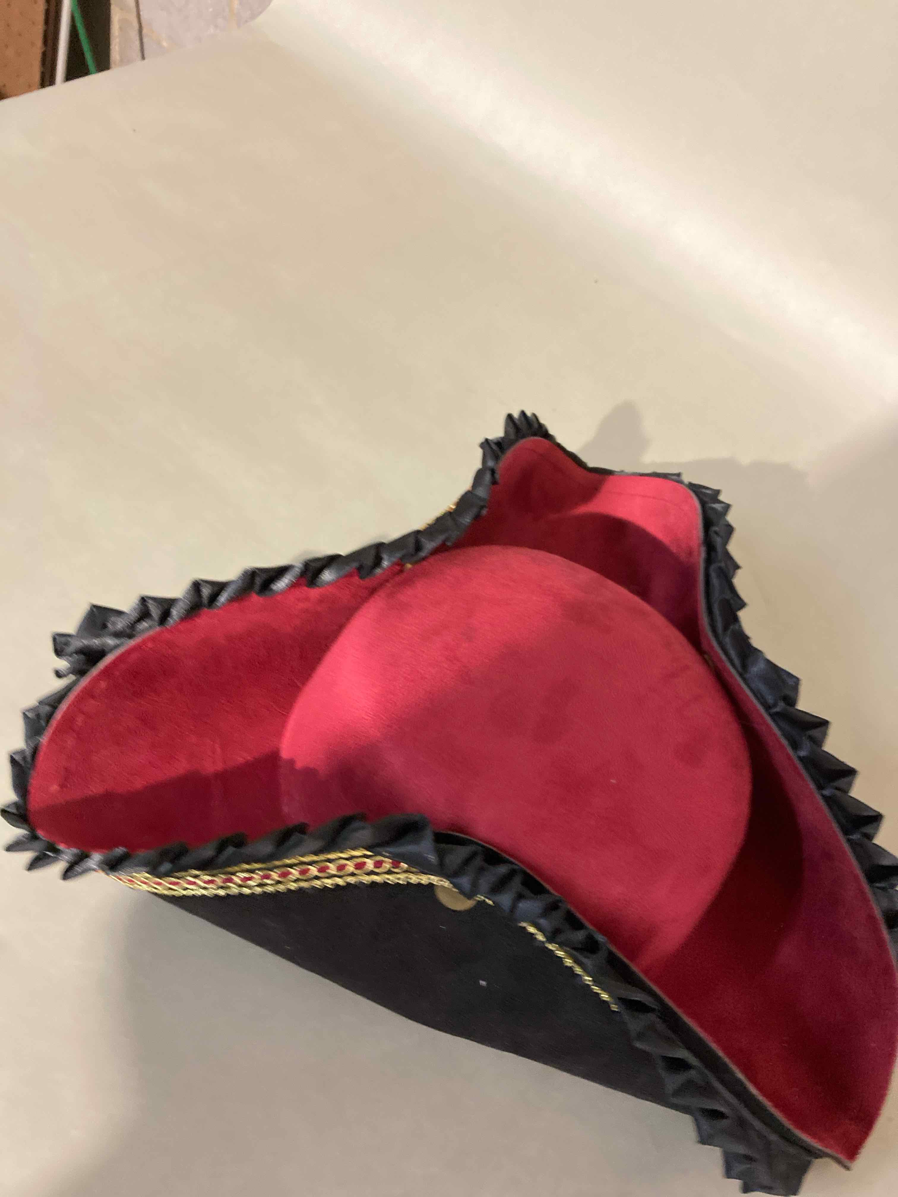Black Red Suede Tricorn Hat