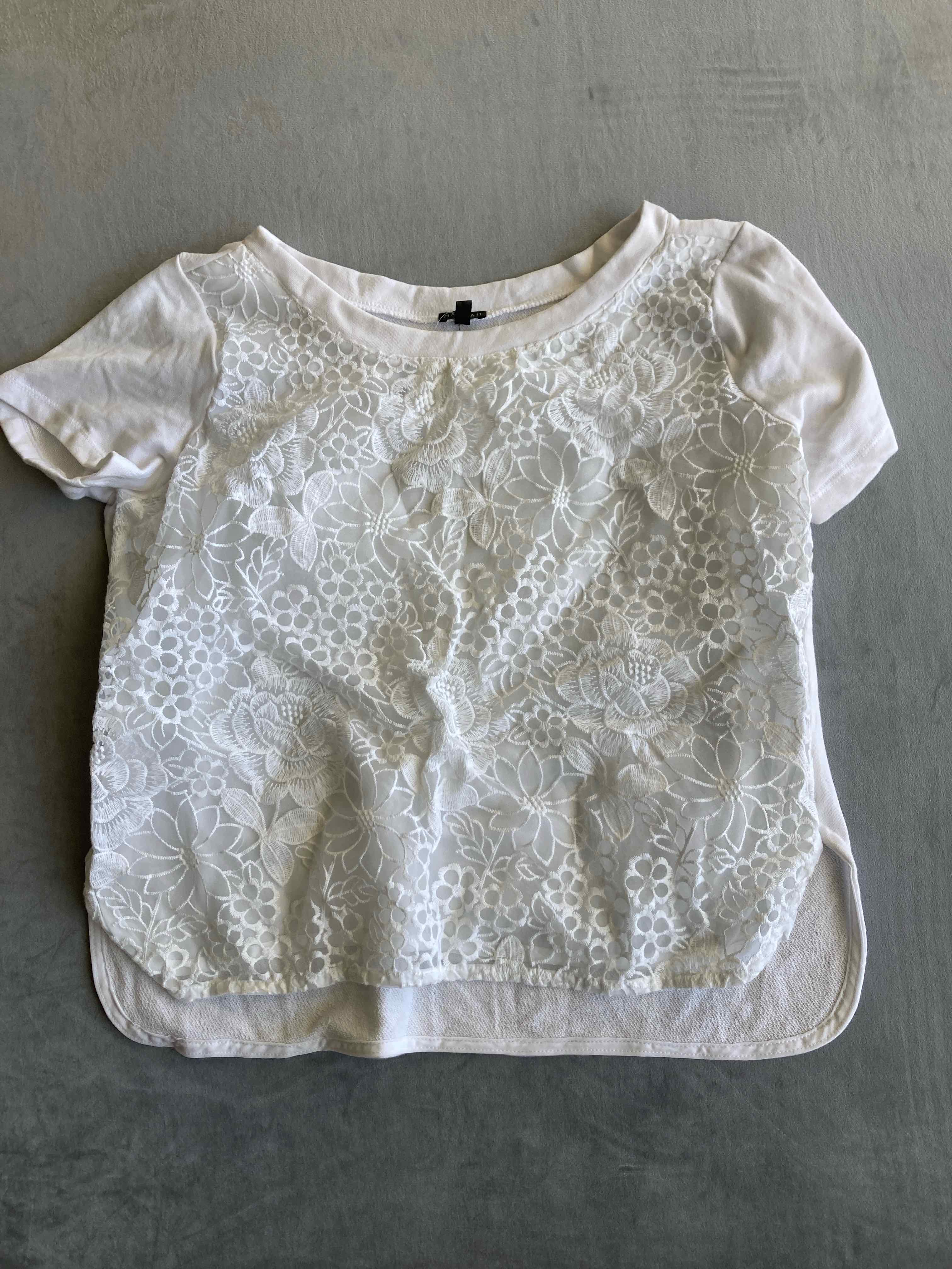 Hannah White Cotton Blend T-Shirt Extra Large