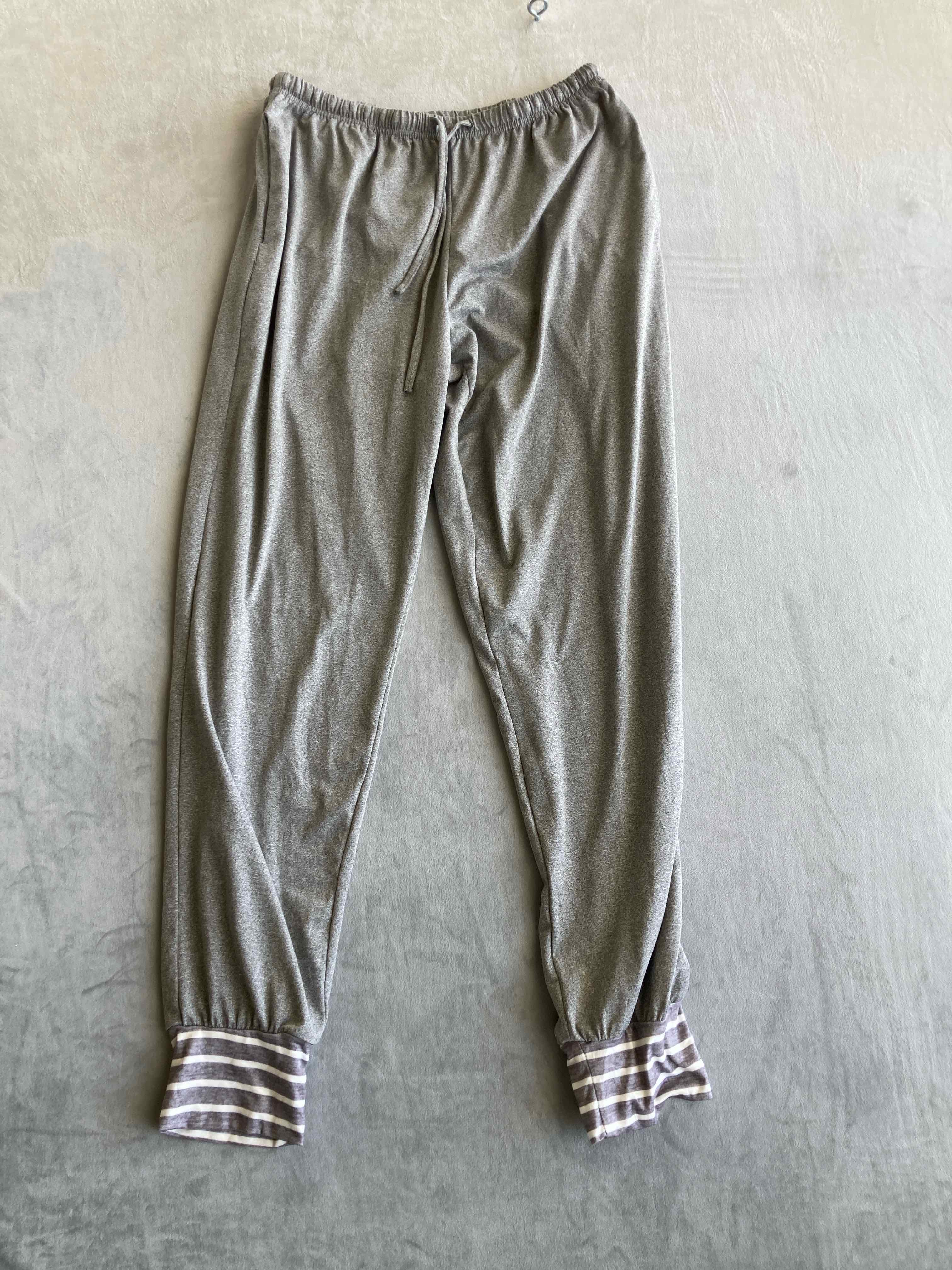 Ekouaer Gray Striped Polyester Spandex Joggers Medium