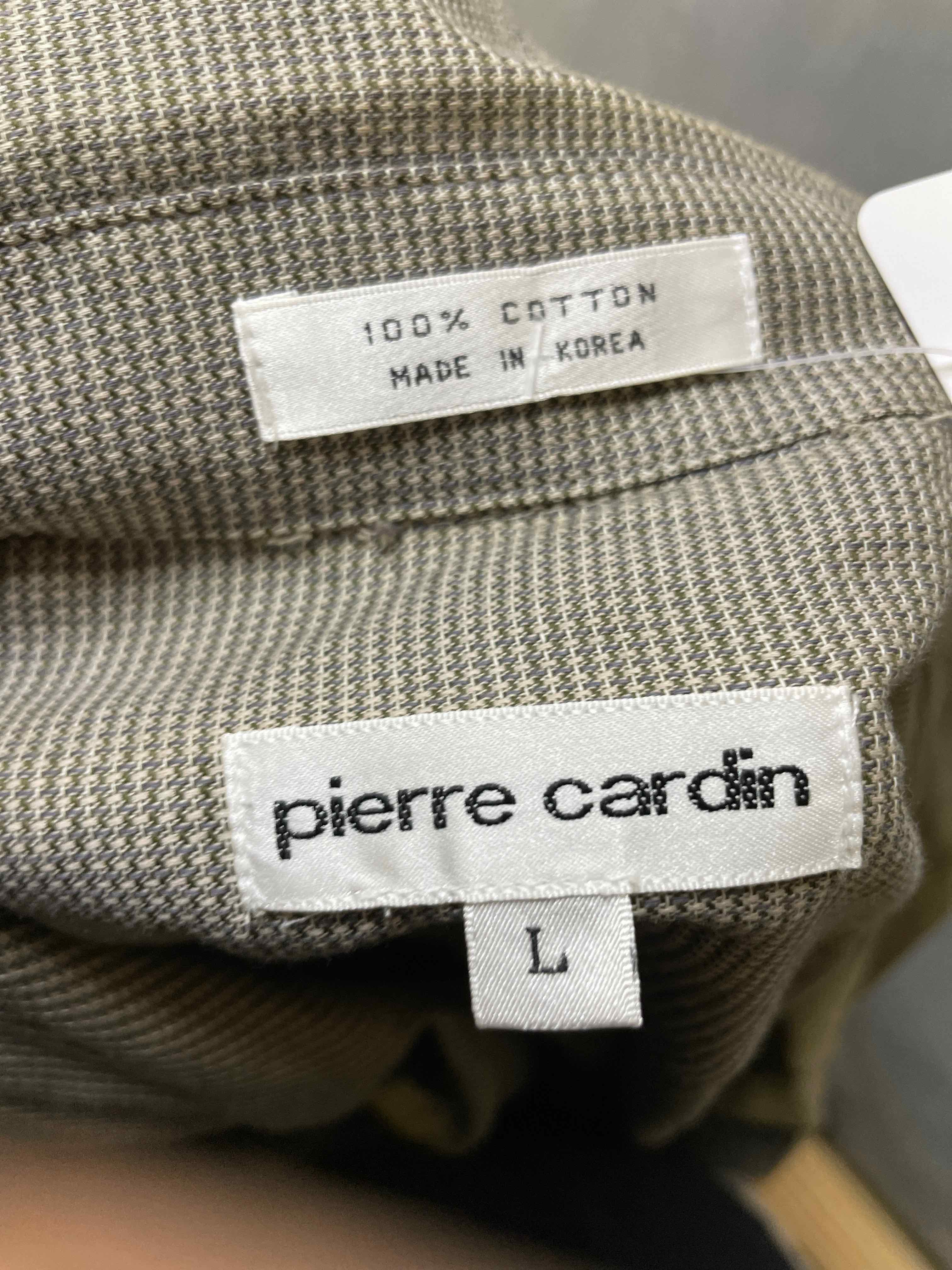 Pierre Cardin Green Striped Cotton LS BDon Shirt Large