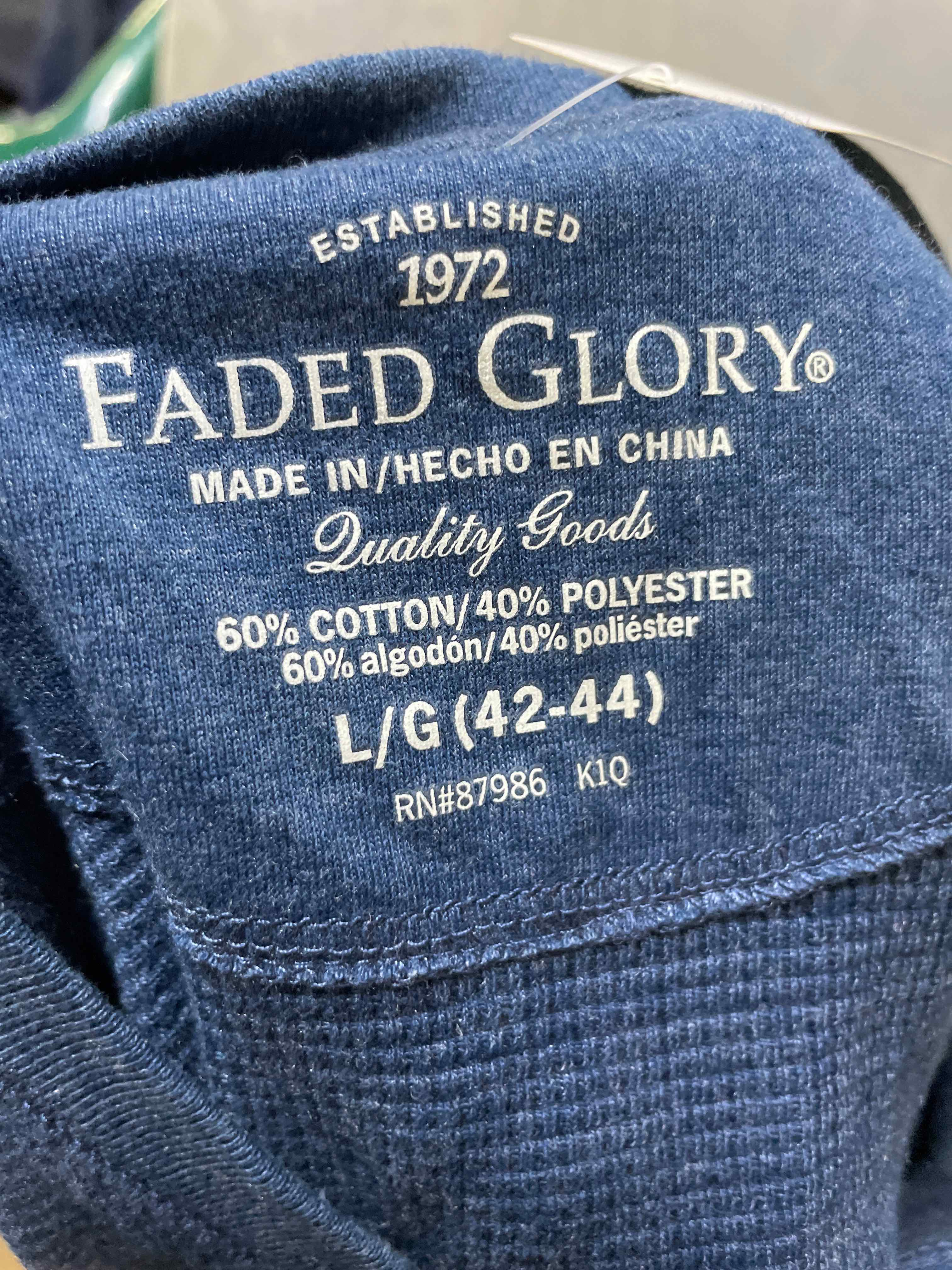Faded Glory Blue Cotton Polyester Blend Long Sleeve Shirt Large