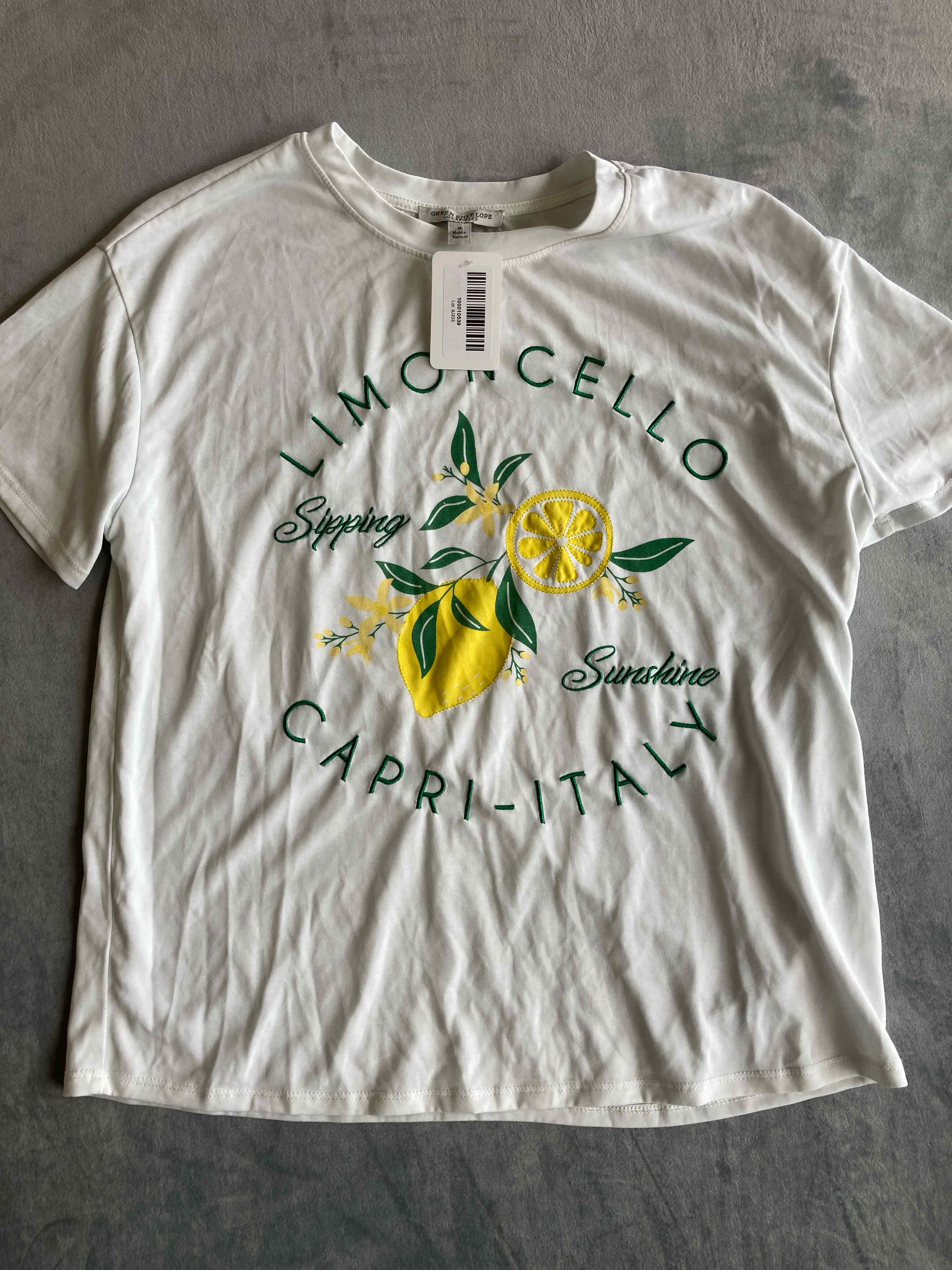 Green Envelope White Cotton Blend T-Shirt Large