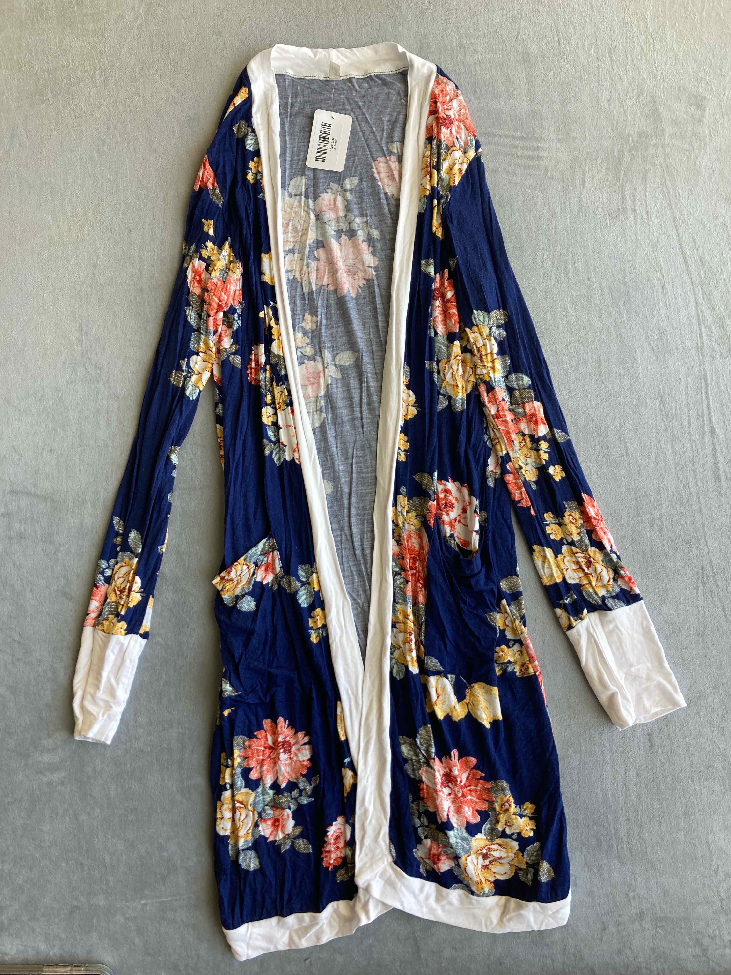 magic fit Navy Floral Rayon Blend Kimono Medium