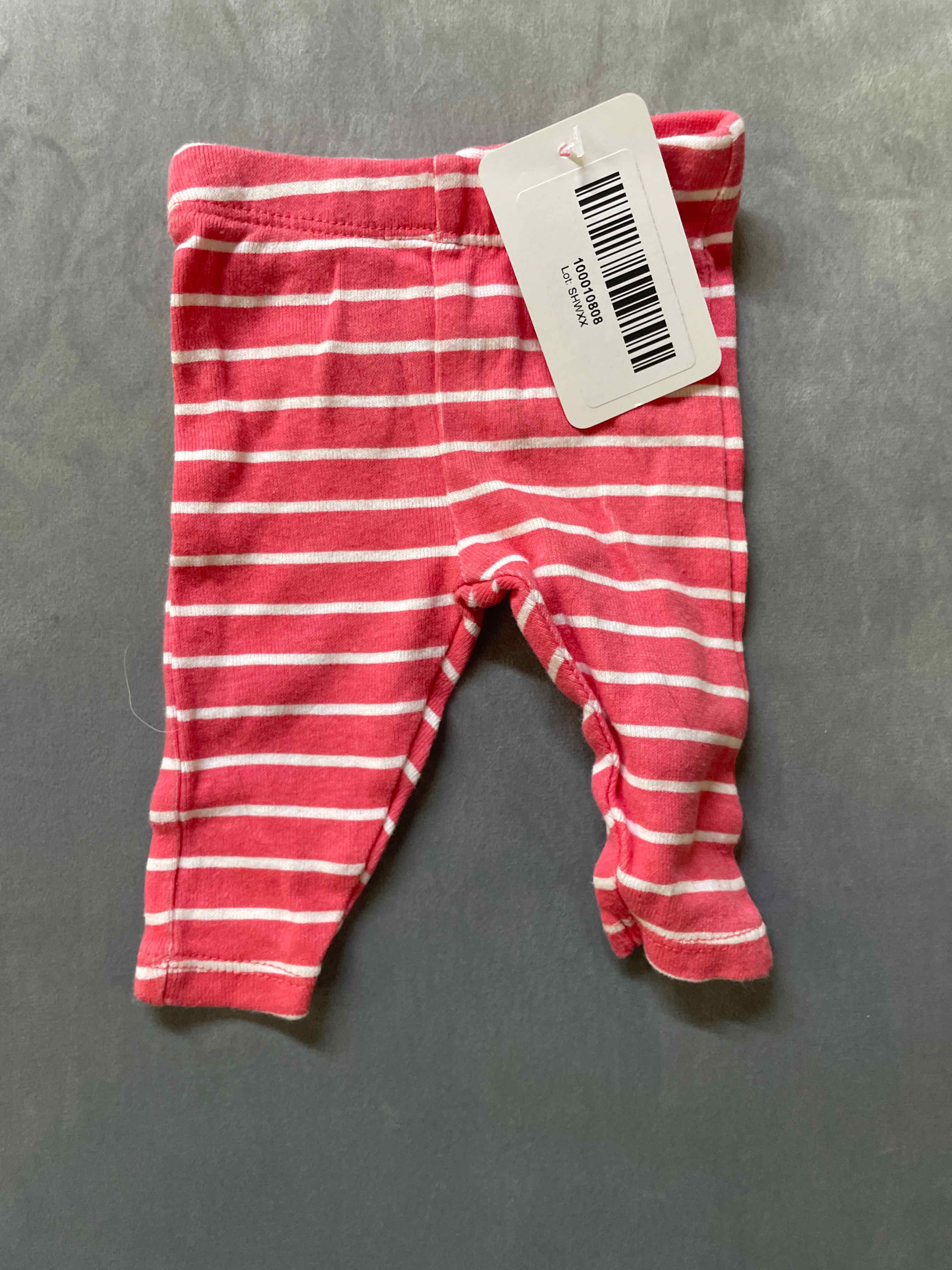 Koala Baby pink and White striped cotton leggings New Born