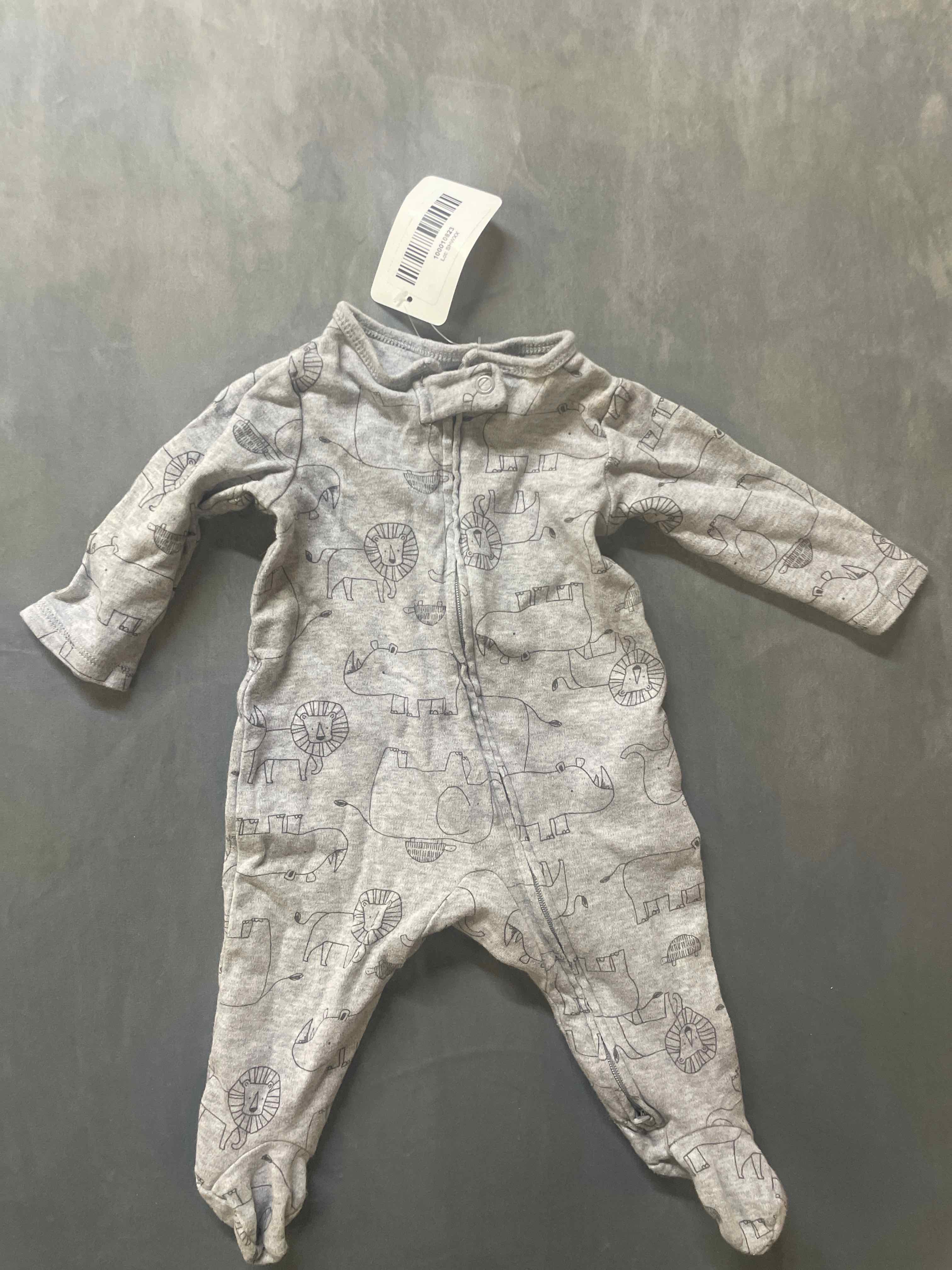 Simple Joys Gray Cotton Footed Sleeper 0-3M