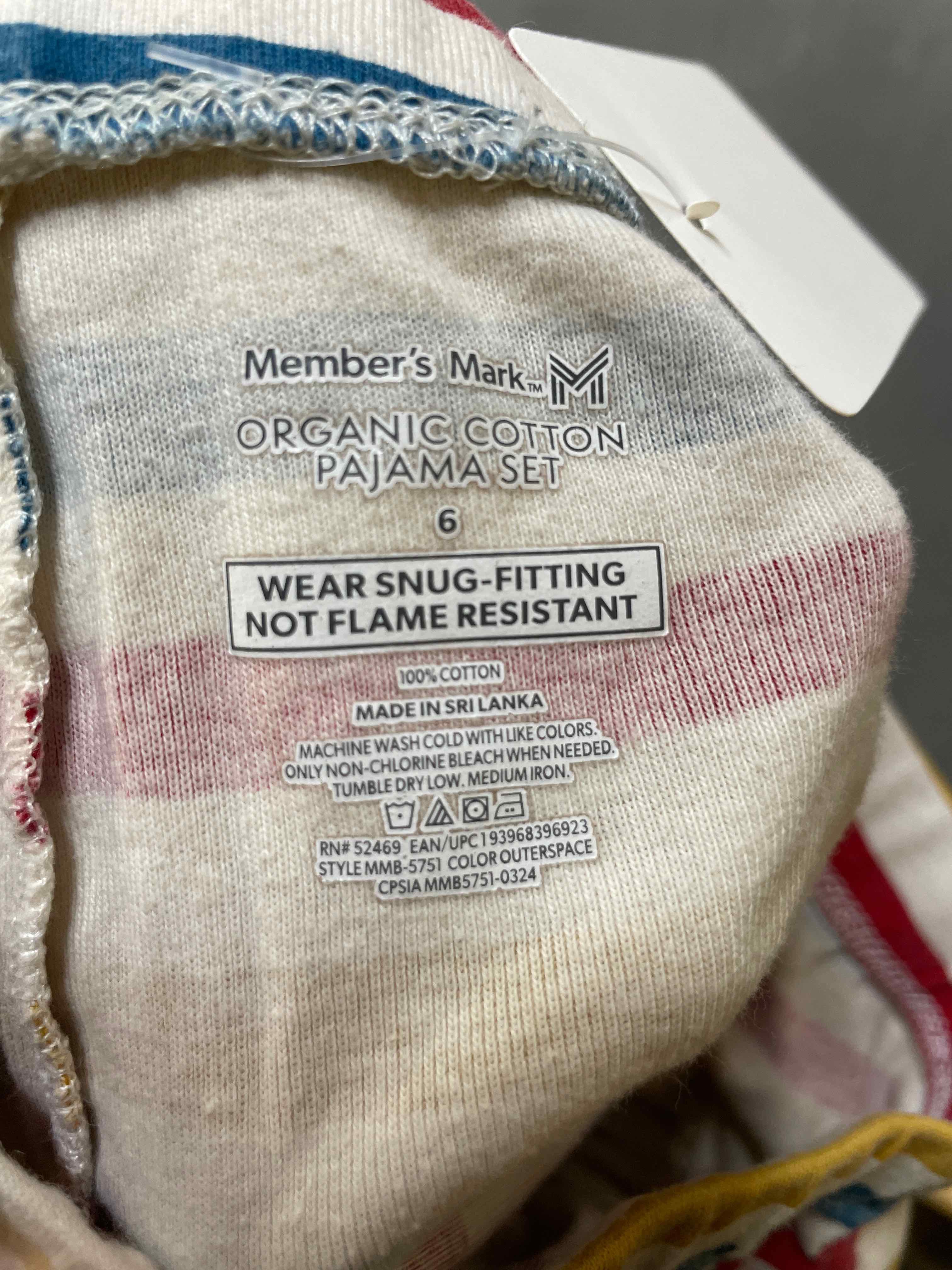 Member's Mark Multicolor Organic Cotton Pajama Set Size 6