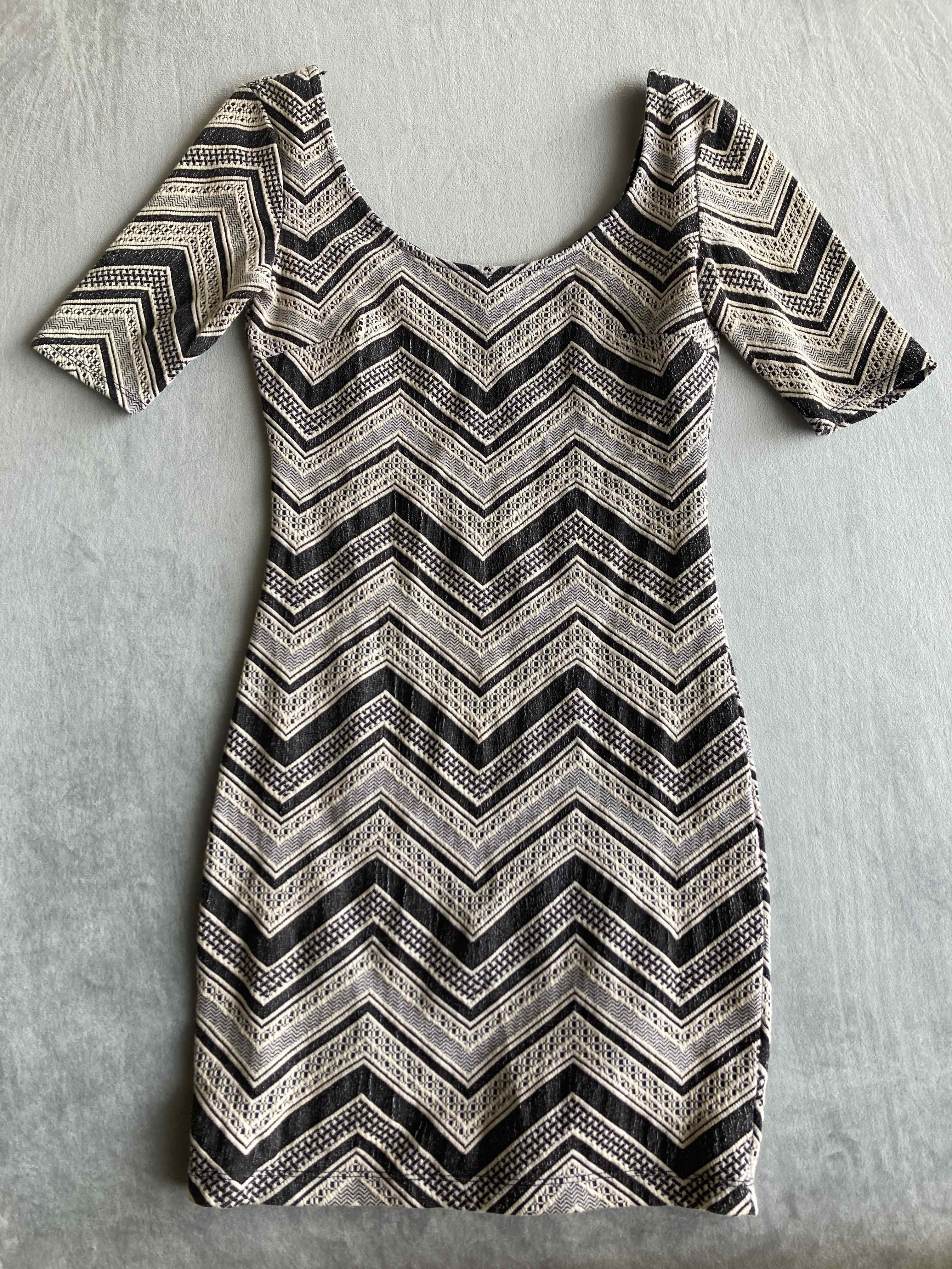 Soprano Black White Cotton Polyester Blend Dress Small