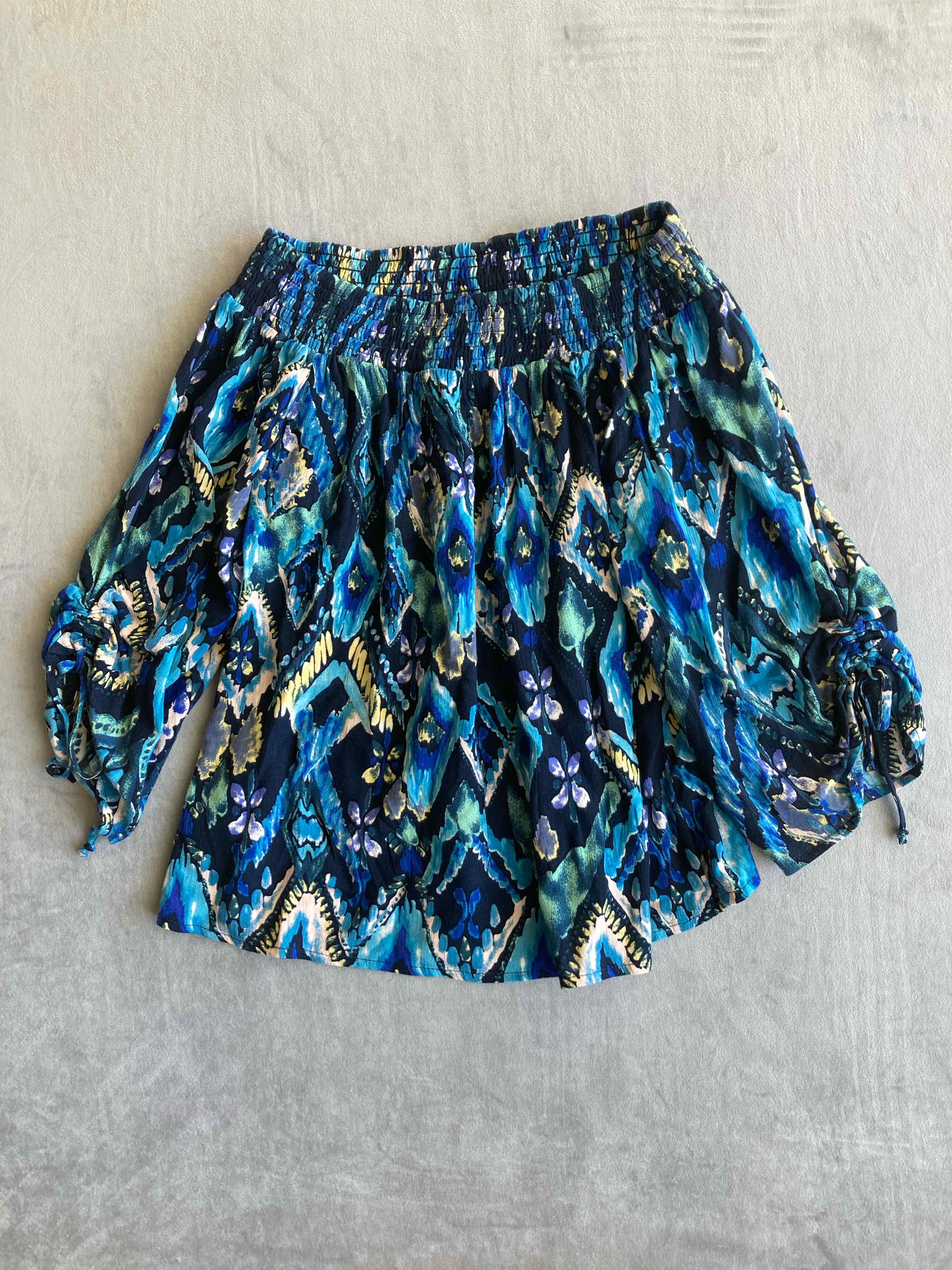 Lovestitch Blue Floral Rayon Skirt Small