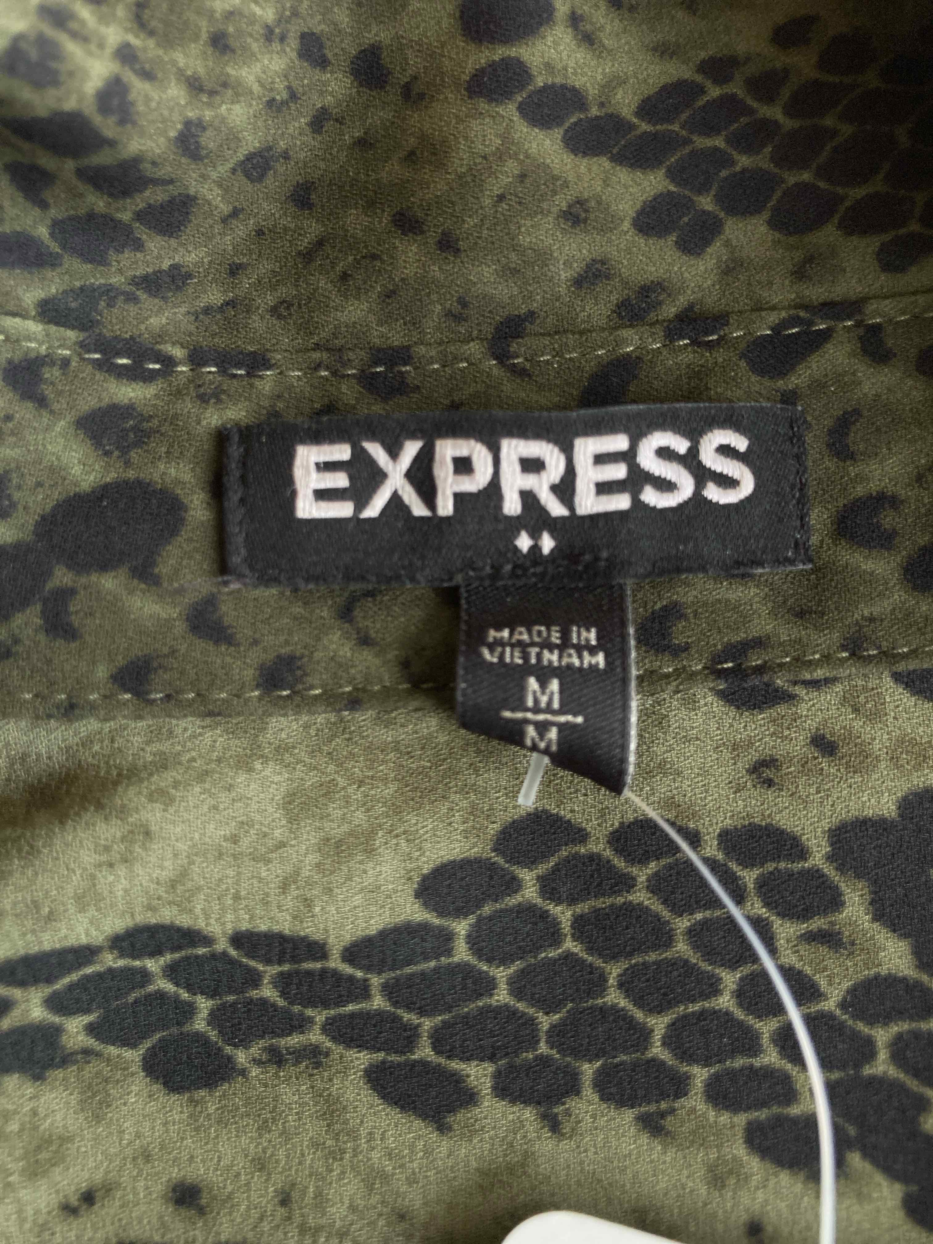 Express Green Snake Print Polyester Shirt Medium
